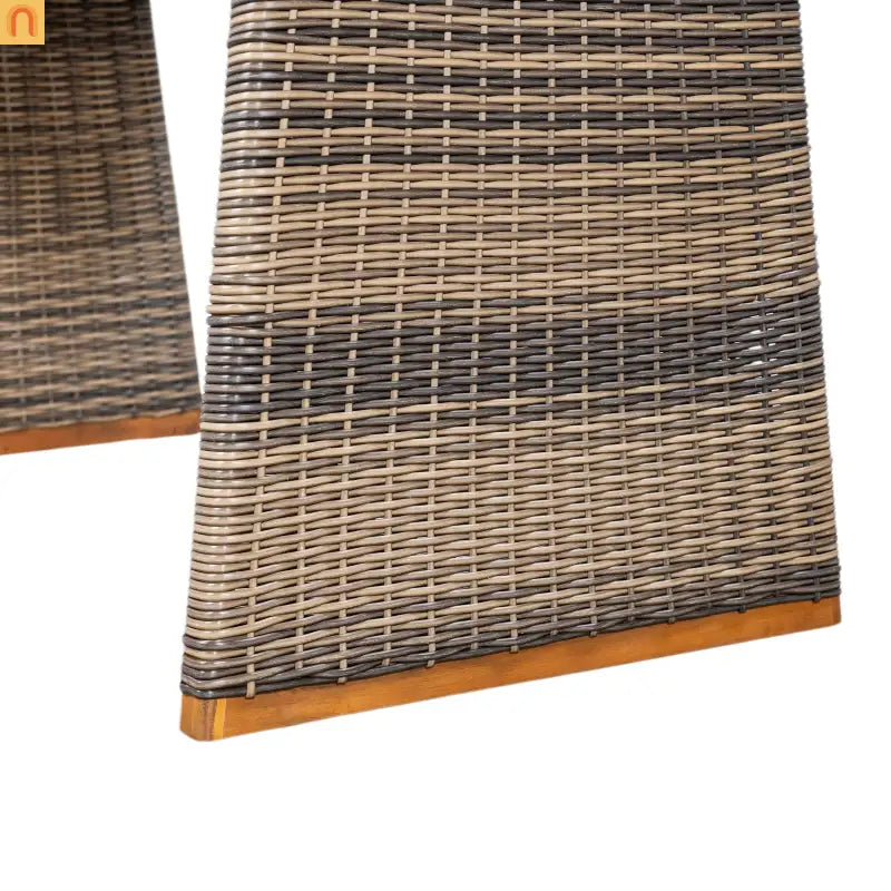 Outdoor Dining Table Acacia Wood Teak Wicker Legs Rectangle 70x31.5in