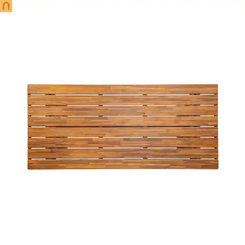 Outdoor Dining Table Acacia Wood Teak Wicker Legs Rectangle 70x31.5in