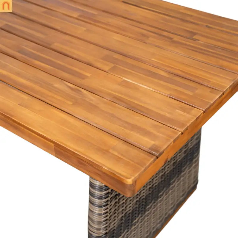 Outdoor Dining Table Acacia Wood Teak Wicker Legs Rectangle 70x31.5in