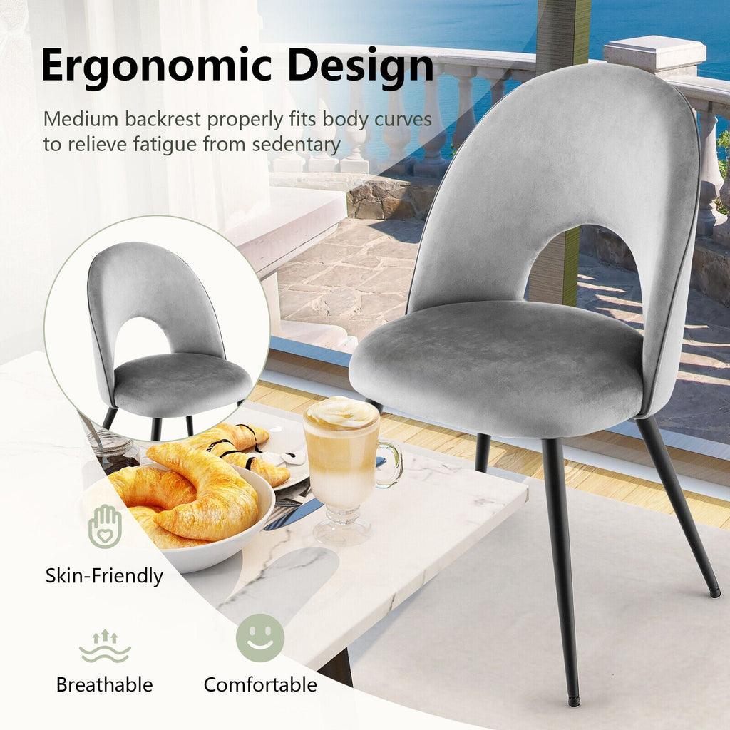 Dining Chair Set of 2 with Metal Base and Adjustable Pads