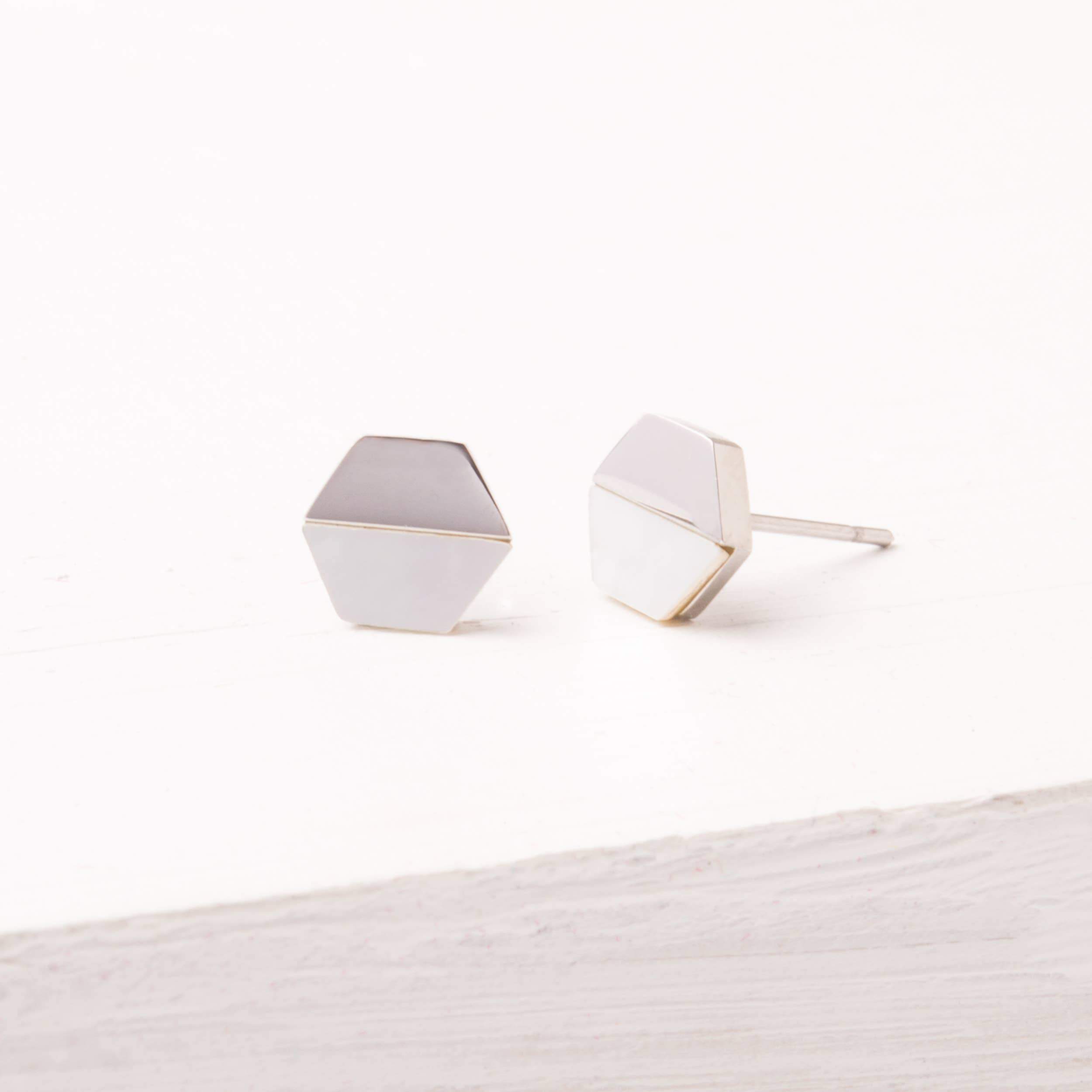 Dorothy Hexagon Shell Stud Earrings