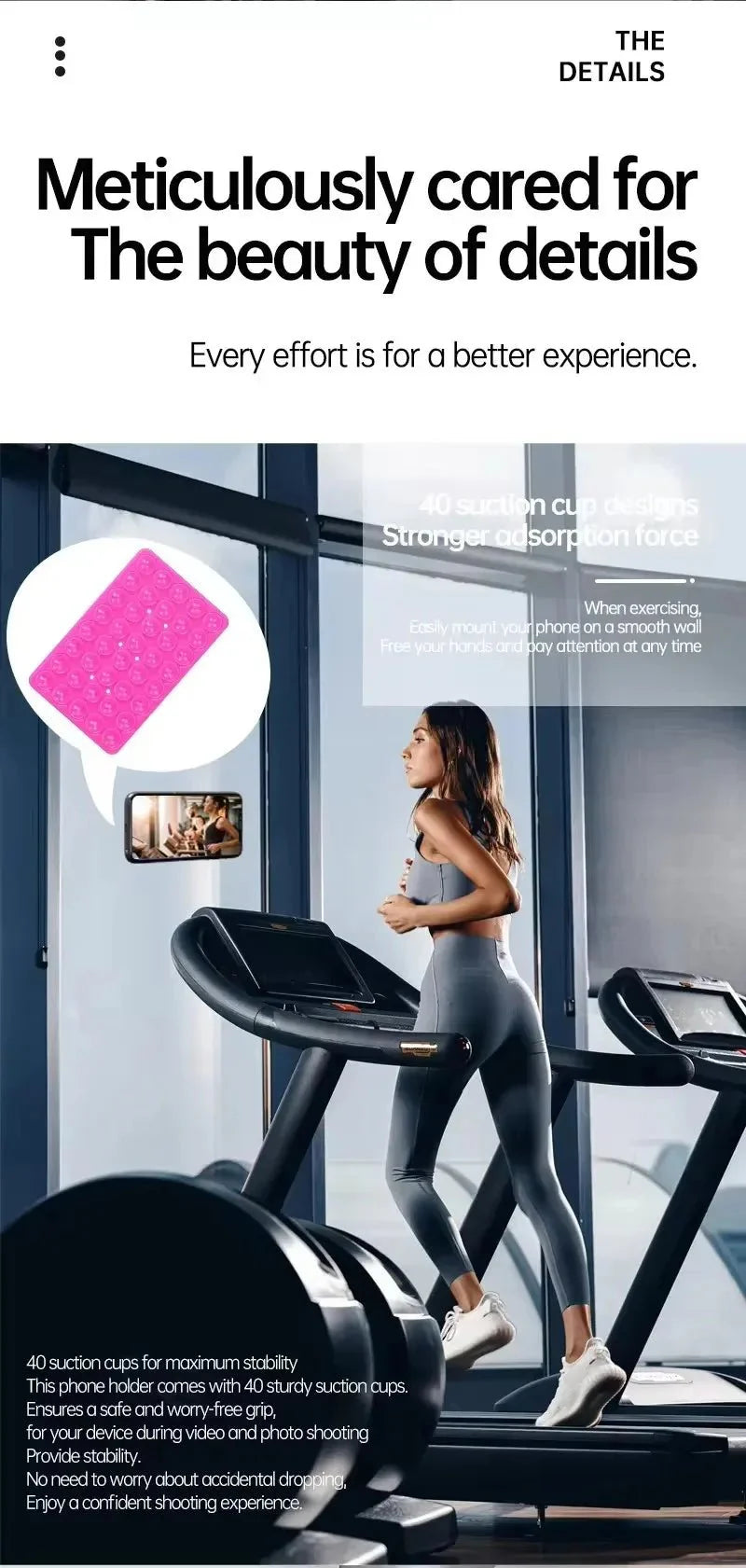 Double-Sided Silicone Suction Cup Phone Holder | Hands-Free Wall Mount for Videos and Selfies