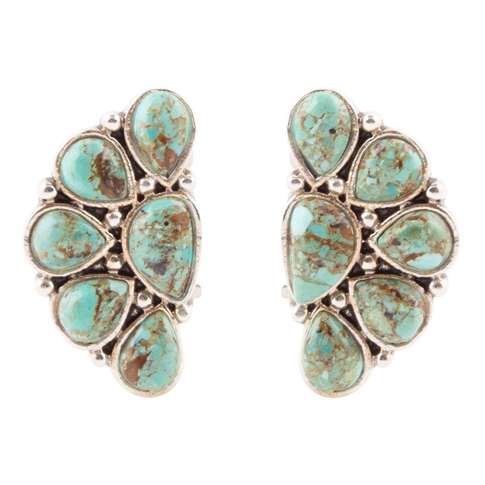 Durango Blue Turquoise Sterling Silver Clip Earrings