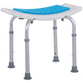 Shower Stool Curved Seat Aluminum Blue 6-Level Adjustable Non-Slip 300 LB