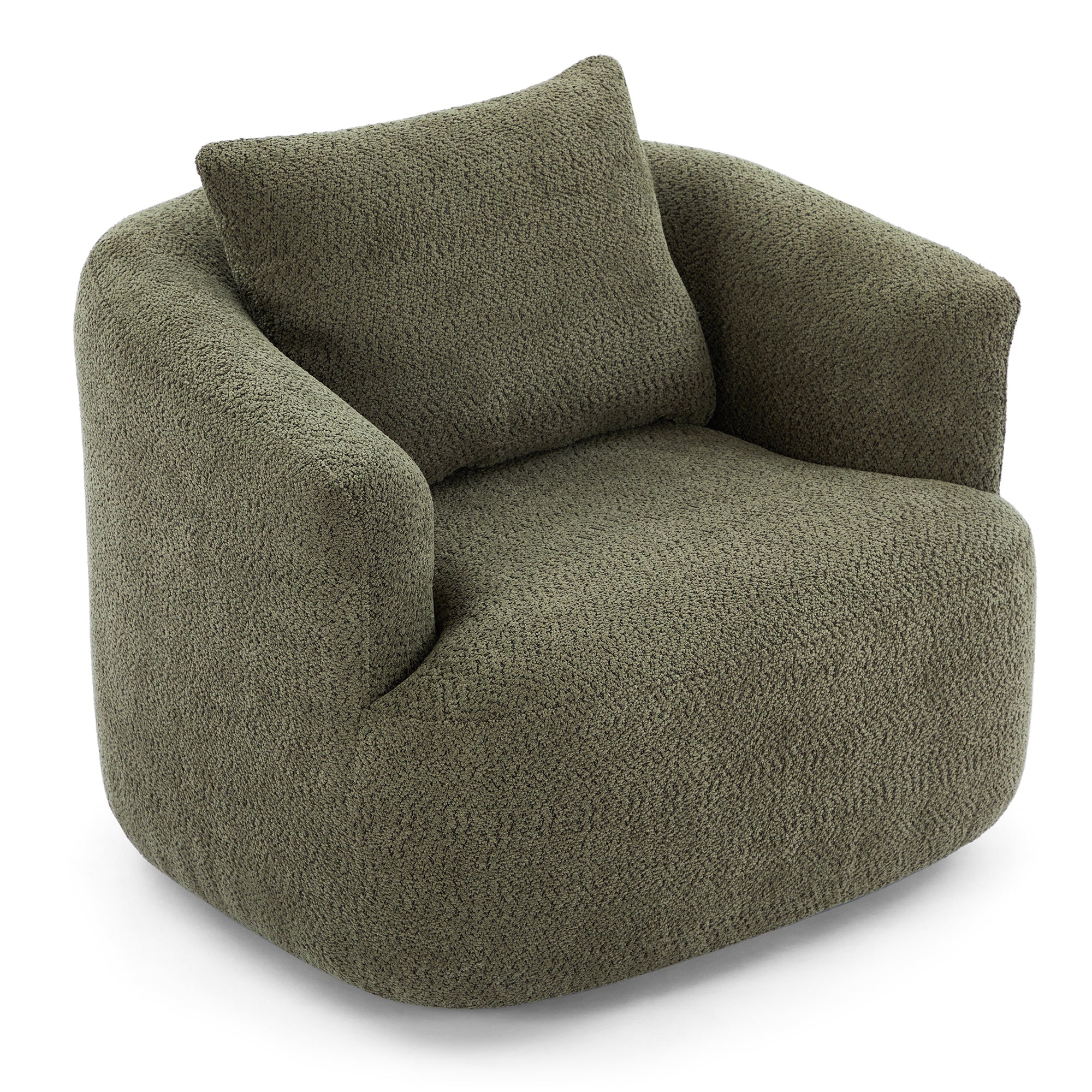Accent Chair Swivel Barrel Chenille Green 360 Degree Pocket Spring 38 In