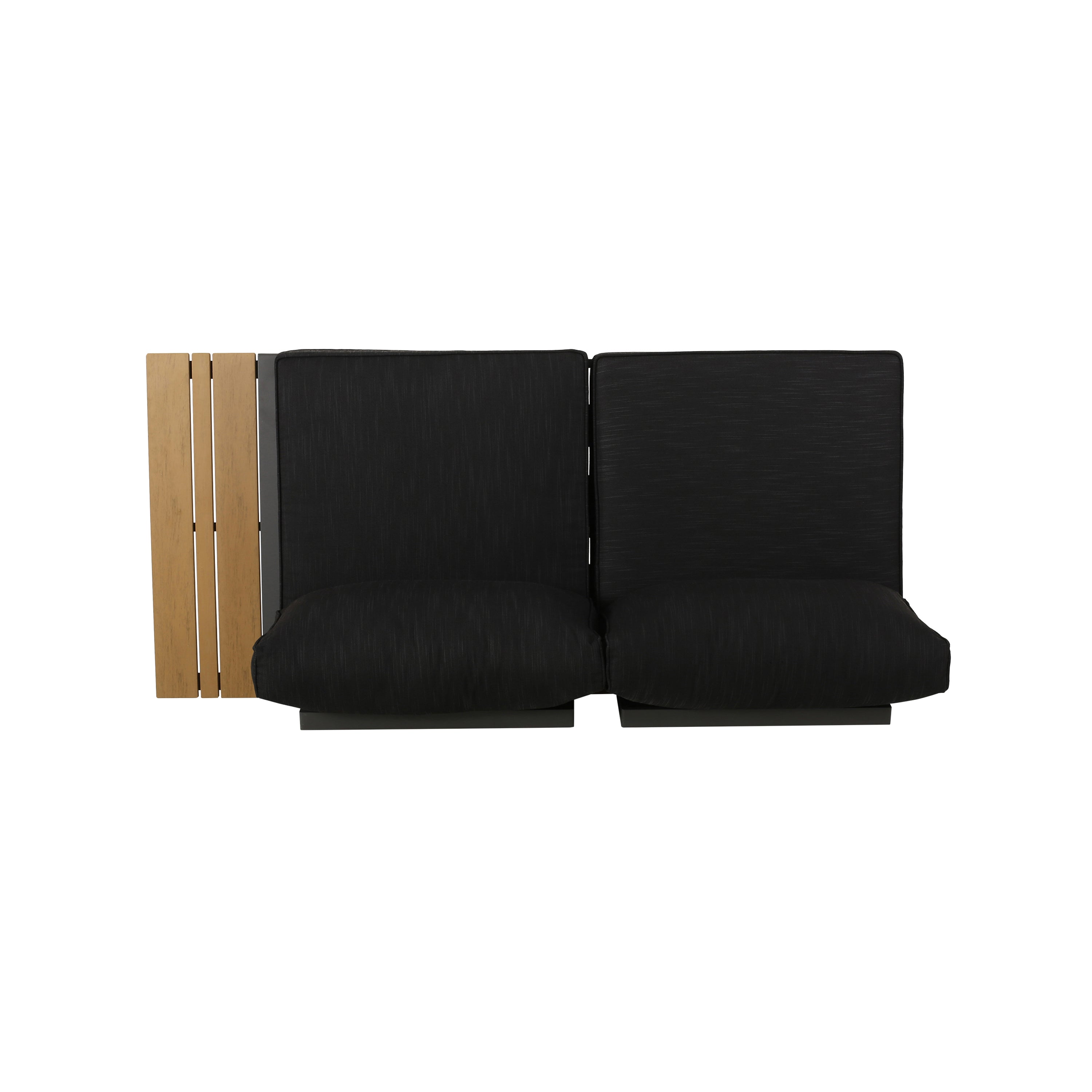 Outdoor Sectional Set Aluminum Acacia Wood Dark Gray 5 Piece Seats 5
