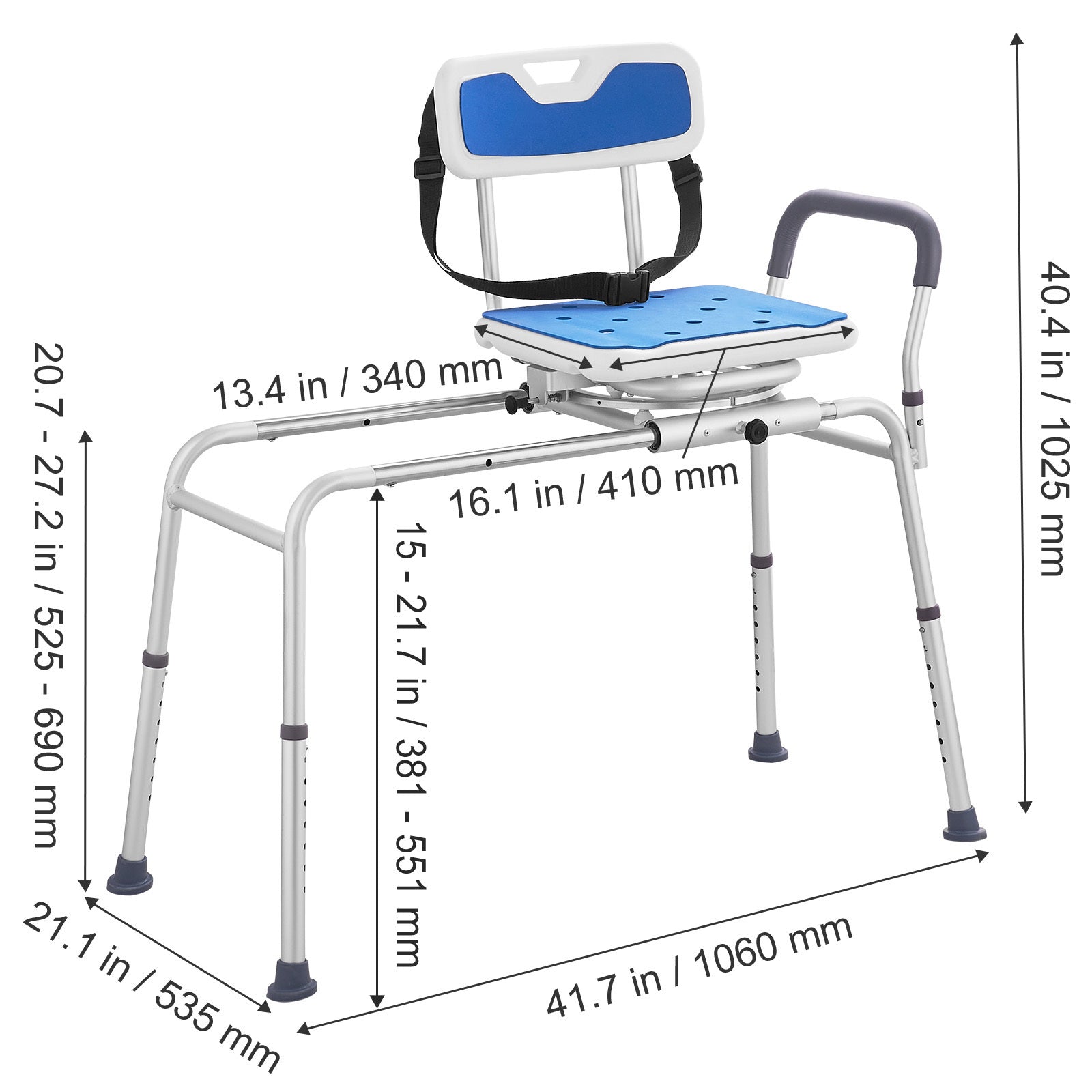 Transfer Bench 360 Swivel Seat Aluminum 400 LB Capacity