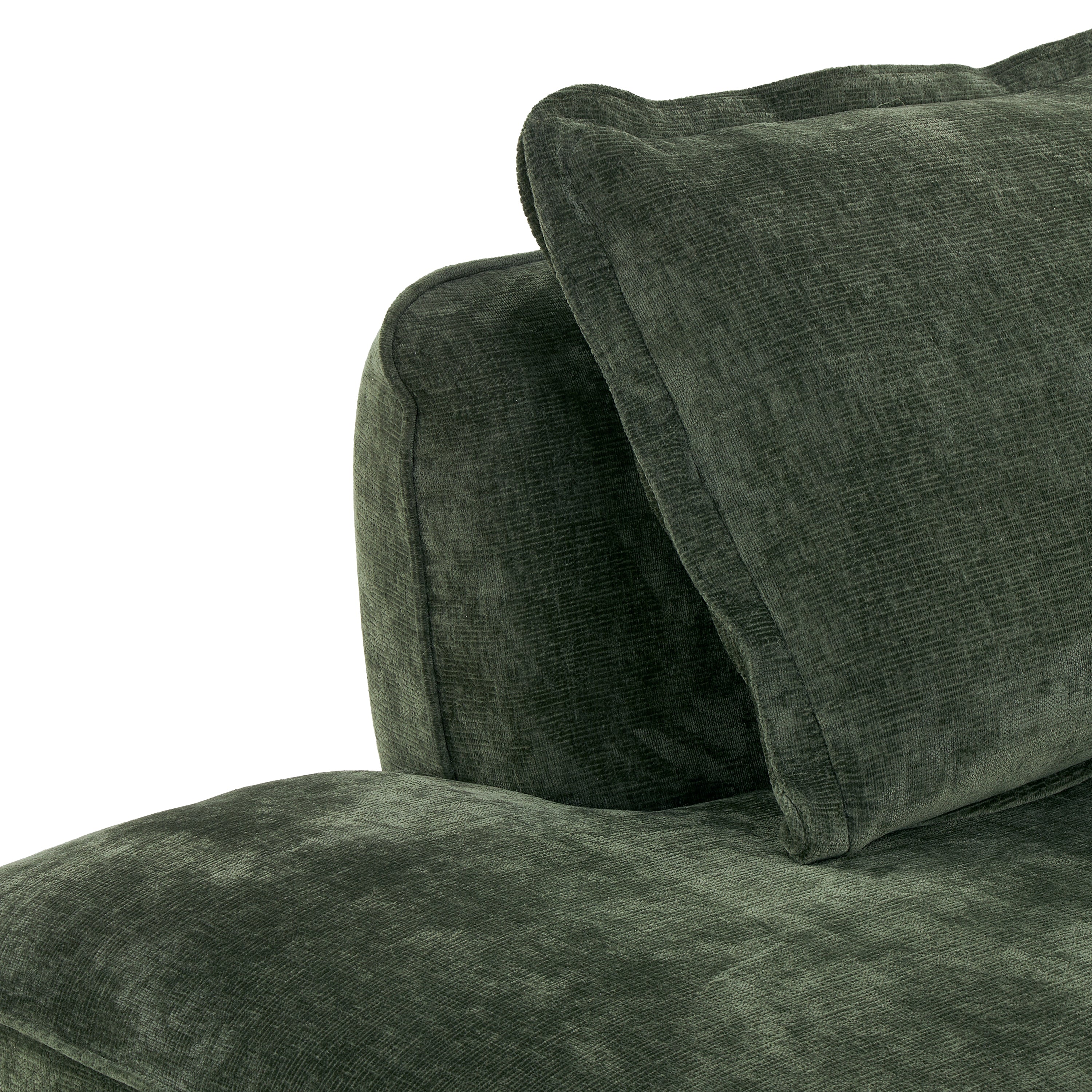 Sectional Sofa L-Shape Deep Seat Polyester Green 4 Seat 121 In