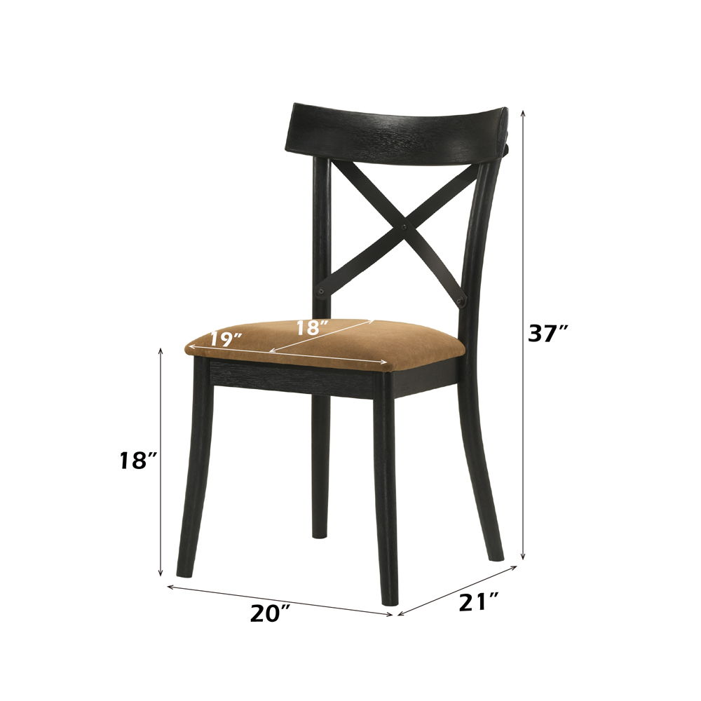 Hillary - Side Chair (Set of 2) - Brown Leather Aire, Walnut & Black