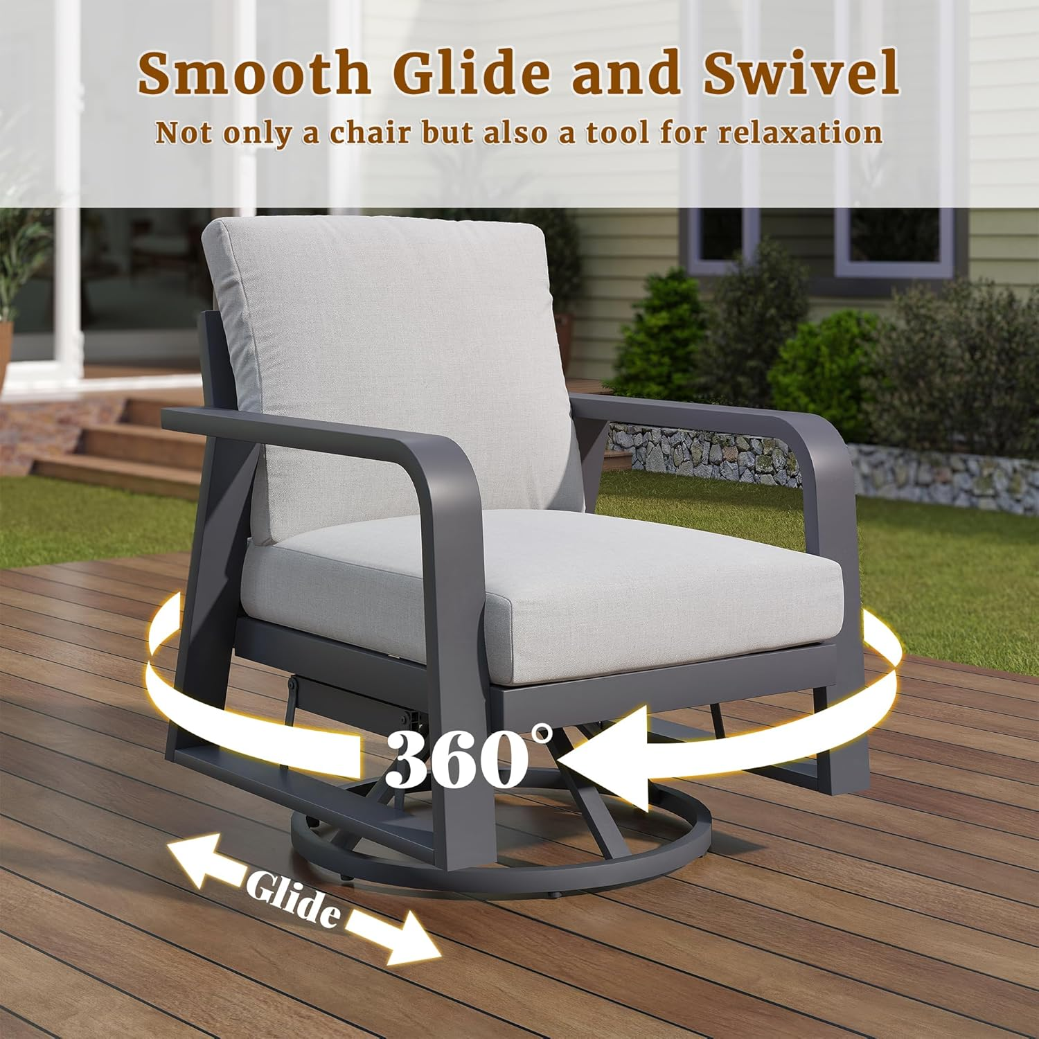 Outdoor Swivel Chair Aluminum Dark Gray Set of 2