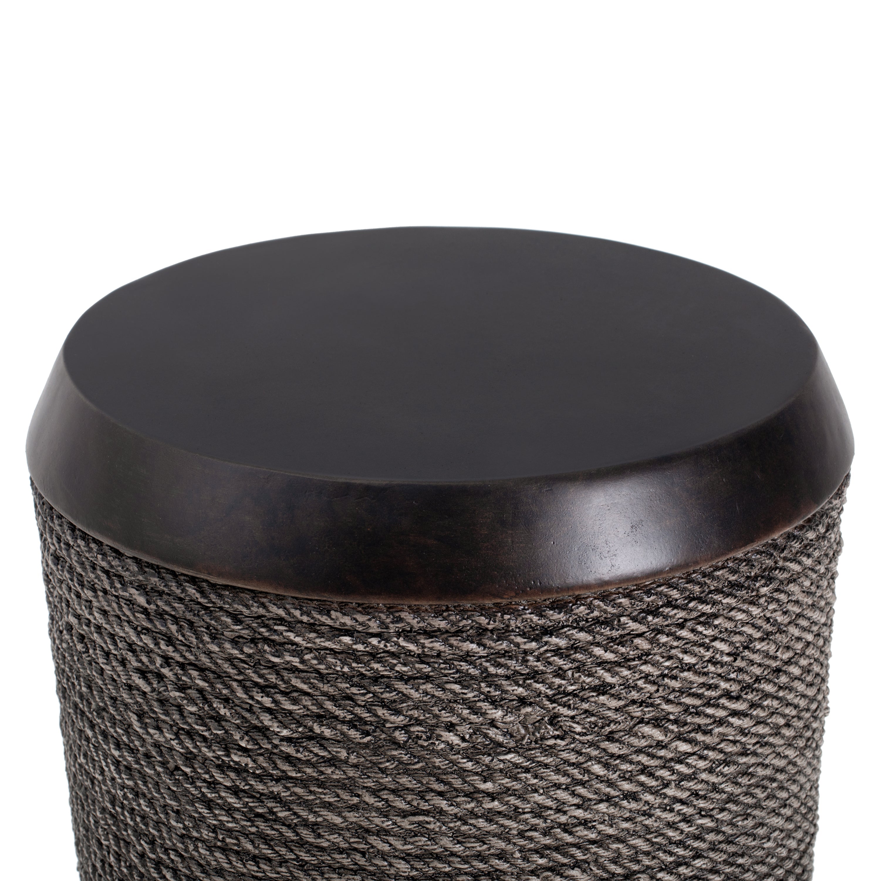 Outdoor Side Table MGO Braided Cord Cylinder Dark Brown 15.75x18in