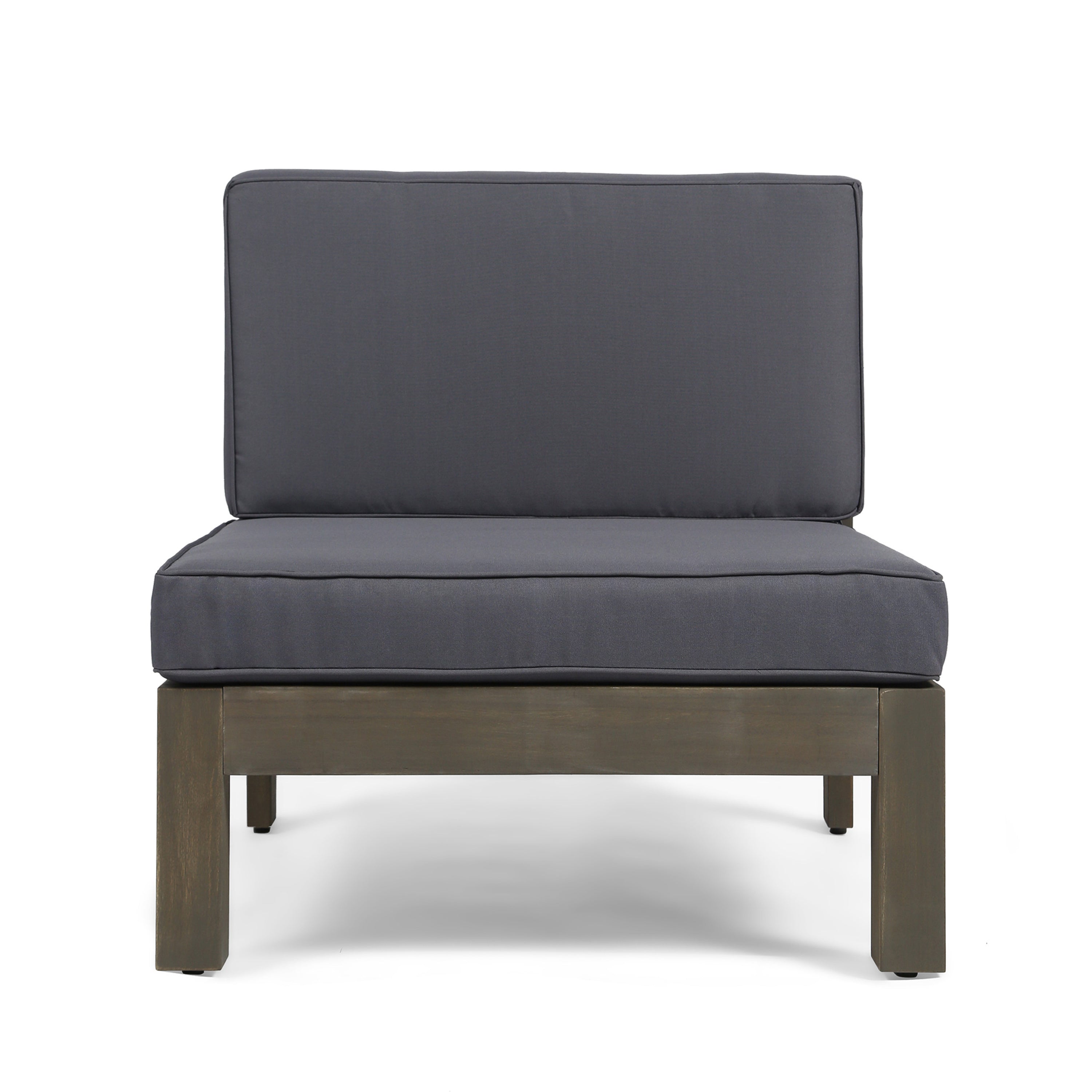 Contemporary 3-Piece Sofa Set with Water Resistant Cushions, Dark Grey, Acacia Wood Frame