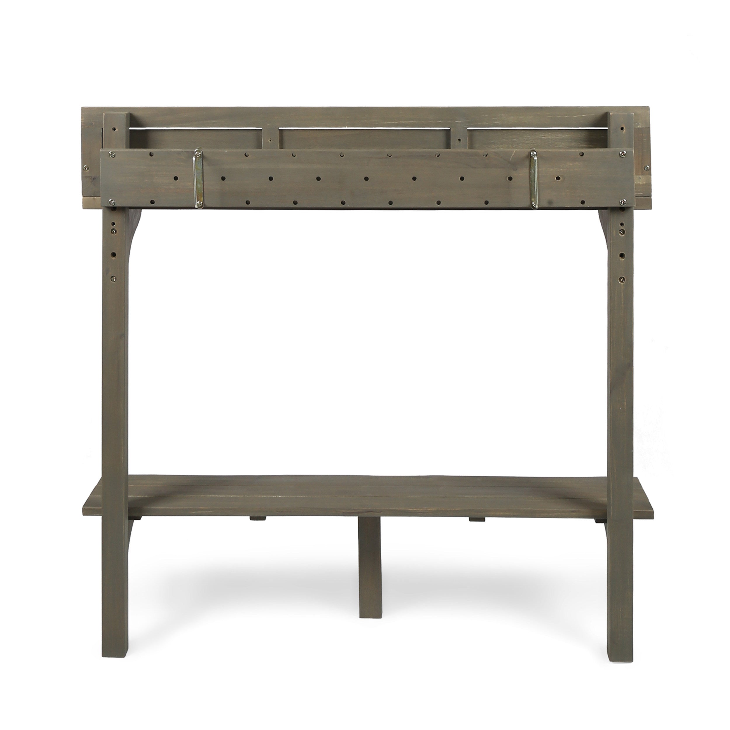Outdoor Balcony Bar Set Acacia Wood Gray 3 Piece Table 2 Stools Seats 2