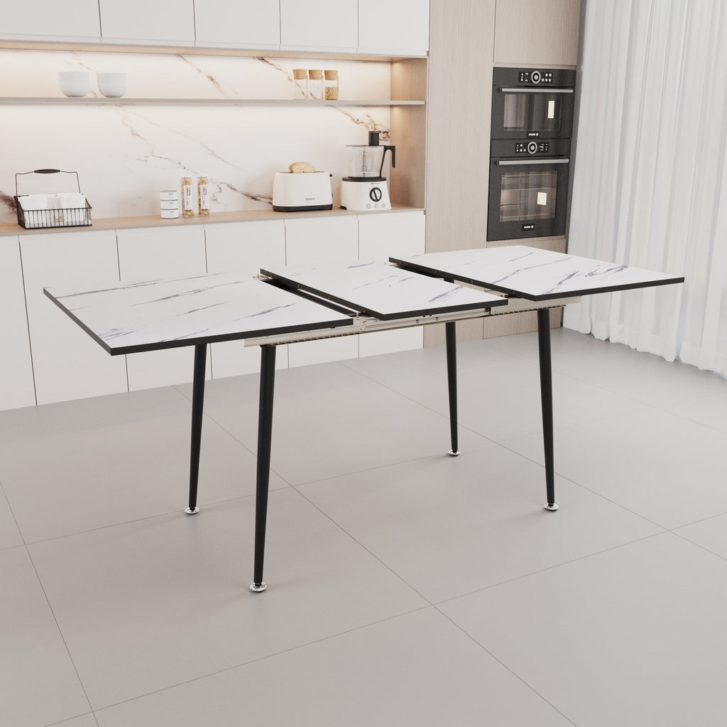 47'-63' expandable dining table set for 2-6 people, equipped with PU fabric