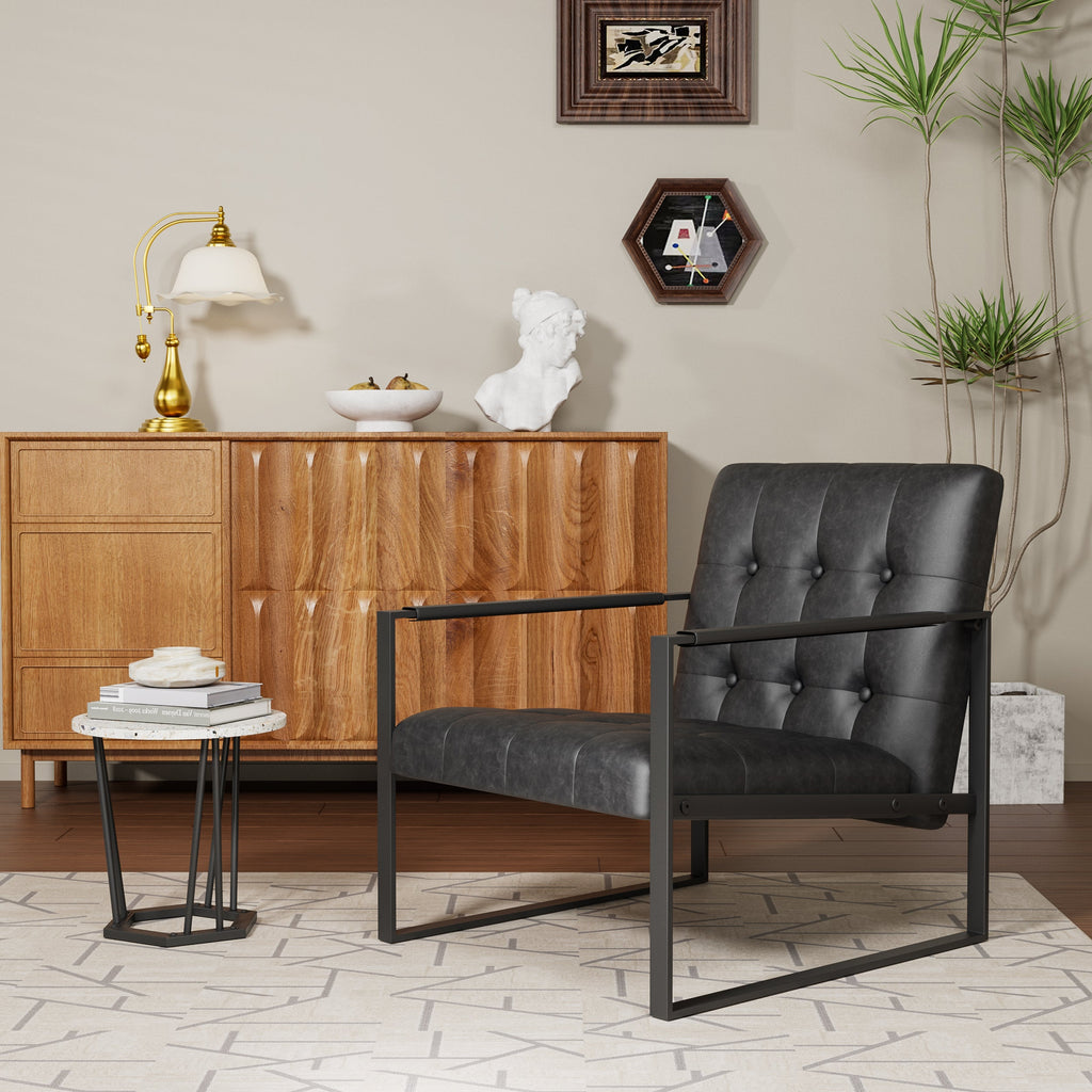 Office Chair Modern Metal Black Upholstered Pull-Out Backrest 46x25x28 in