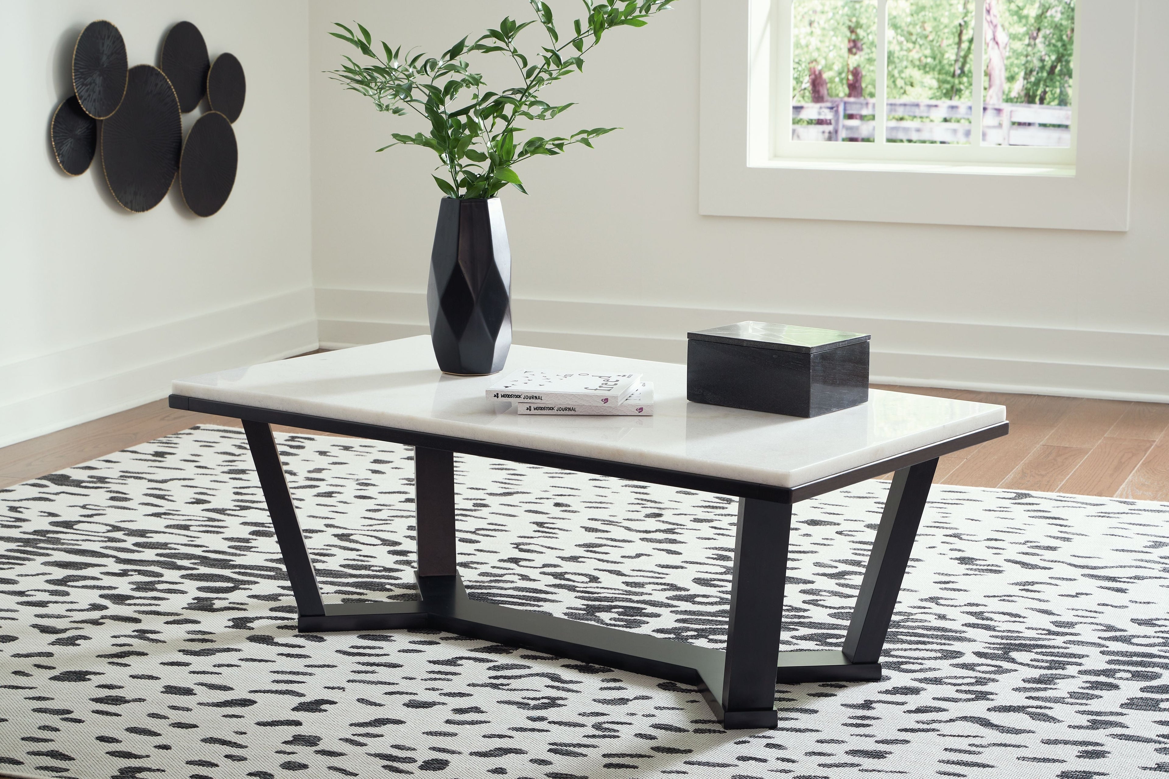 Fostead - Rectangular Cocktail Table - White / Espresso