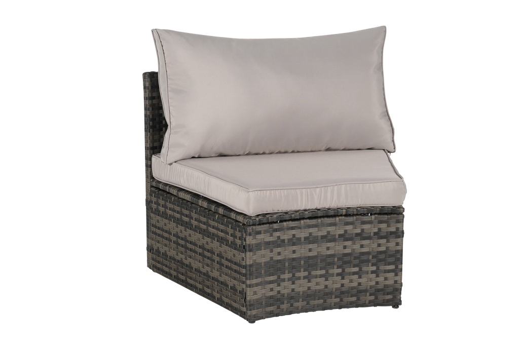 Outdoor Sectional Set PE Rattan Steel Light Gray Half Moon 7 Piece 380 LB