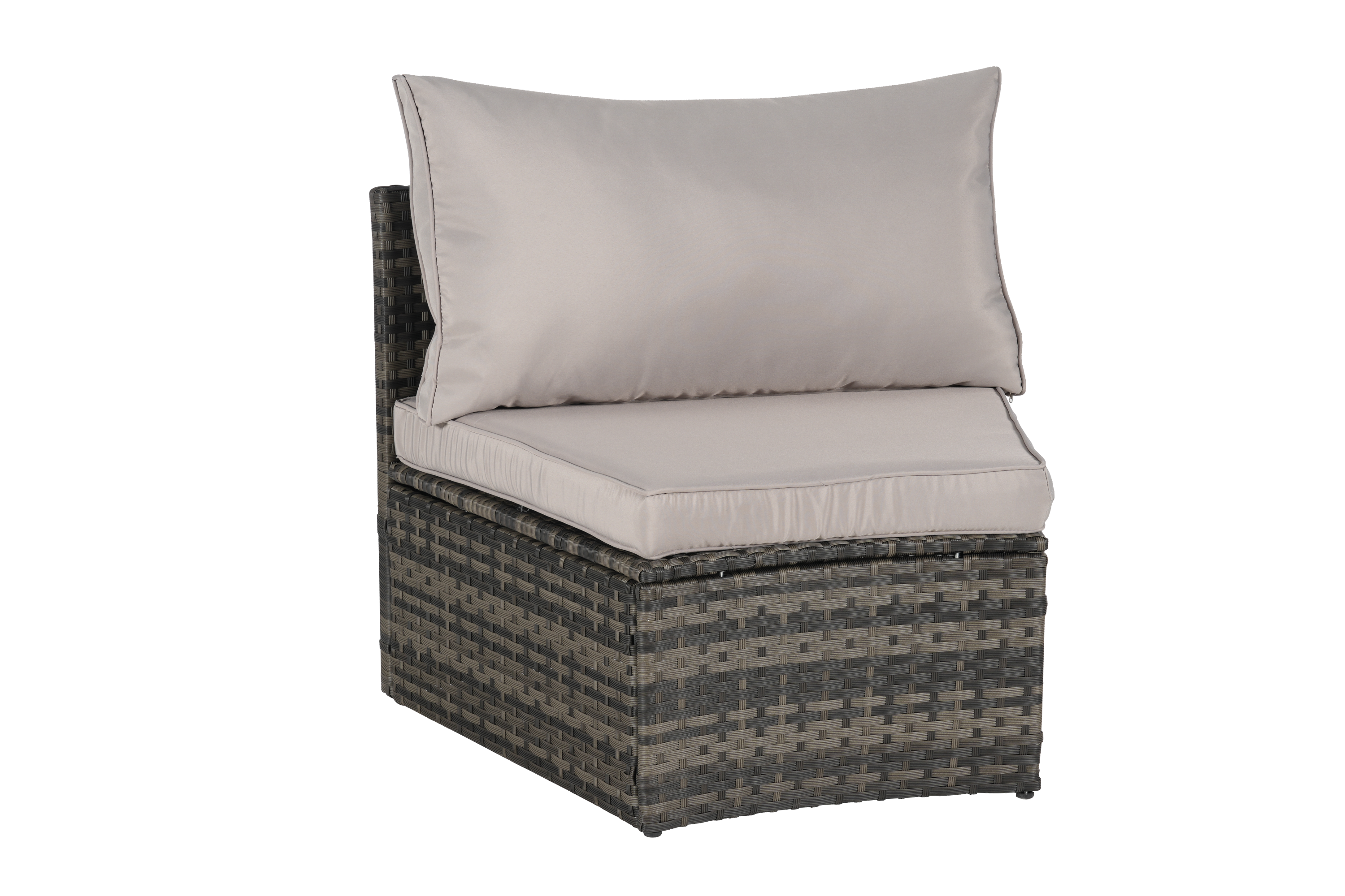 Outdoor Sectional Set PE Rattan Steel Light Gray Half Moon 7 Piece 380 LB