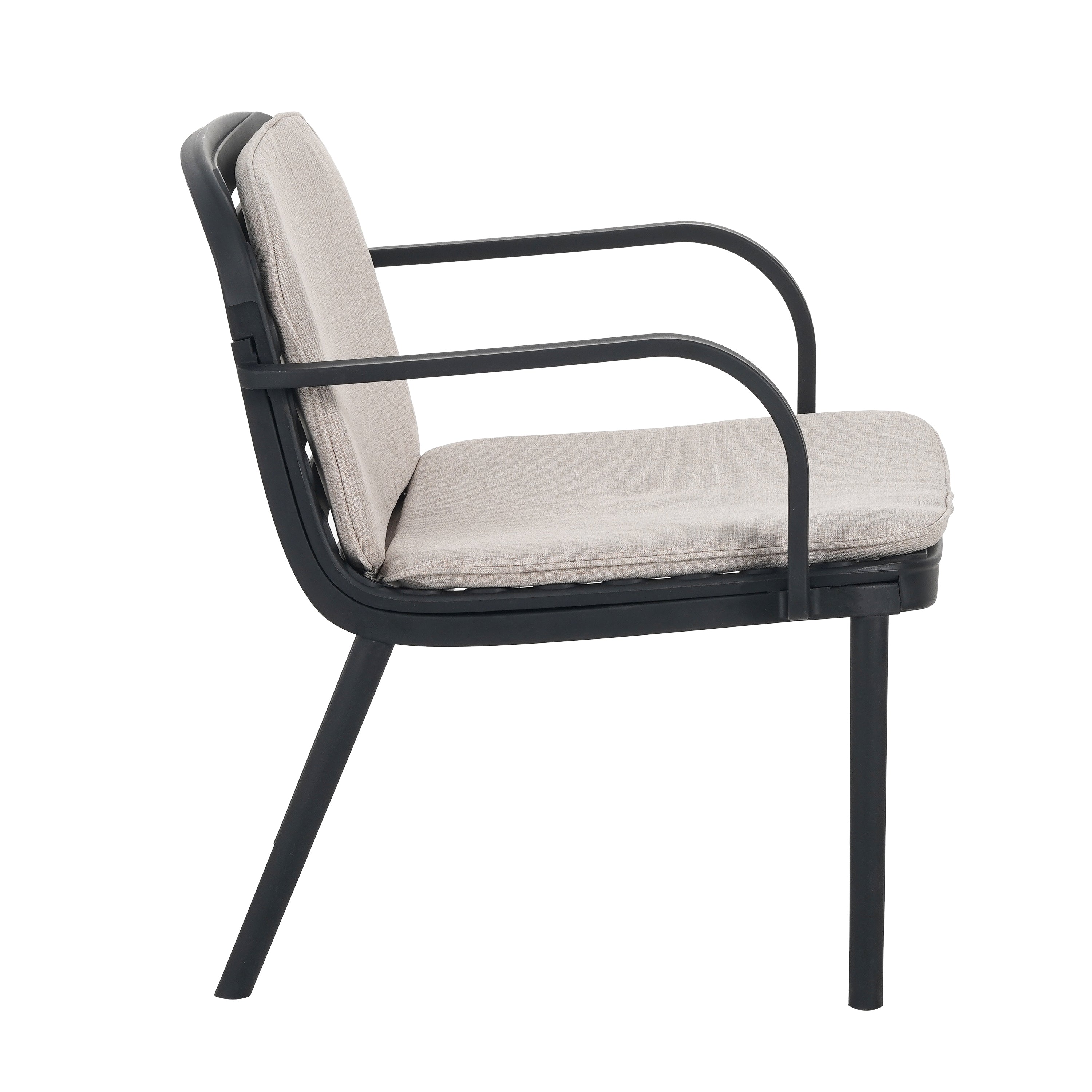 Outdoor Chat Set Polypropylene Black Beige Cushion 3 Piece Loveseat