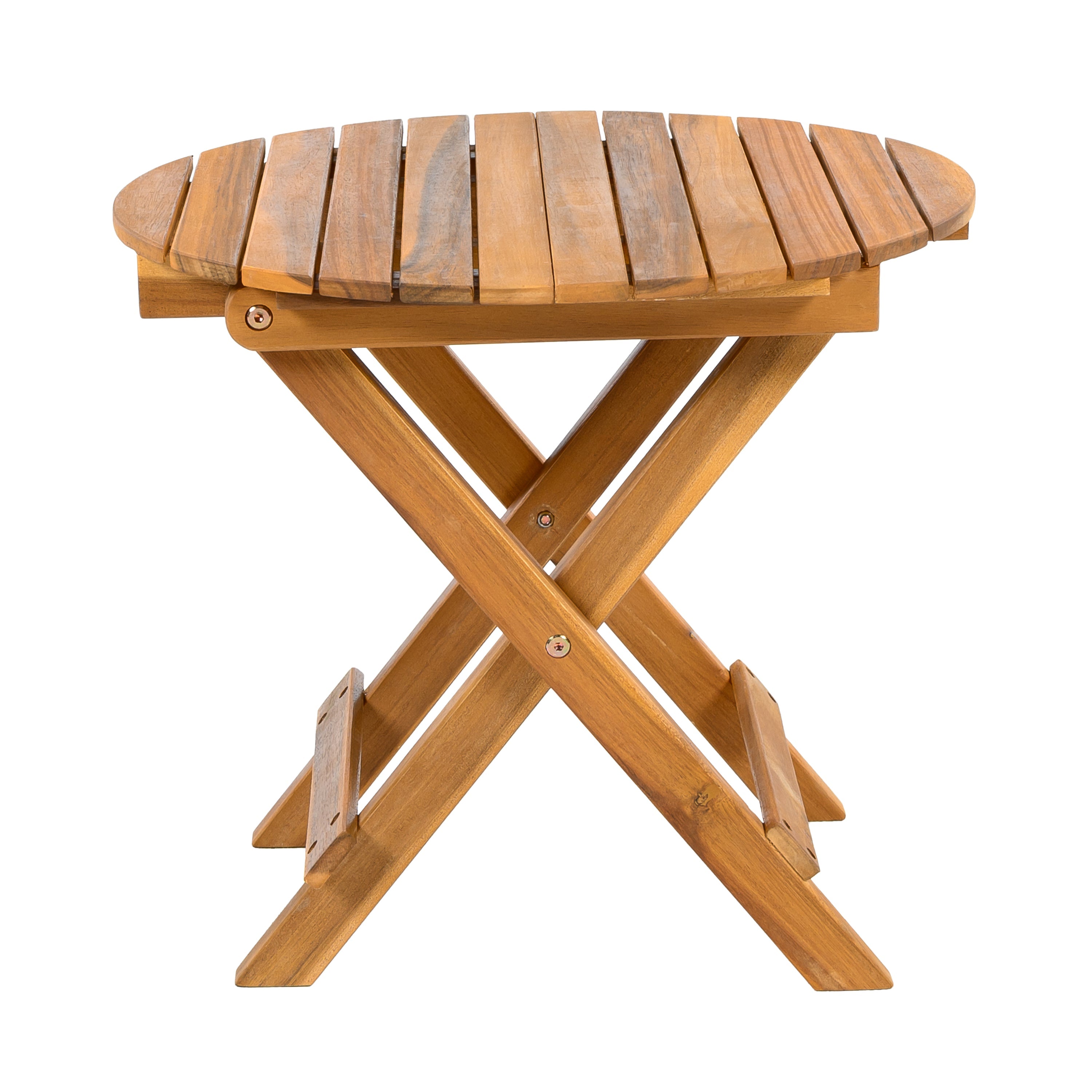 Outdoor Conversation Set Acacia Wood Cream Cushion 3 Piece Foldable
