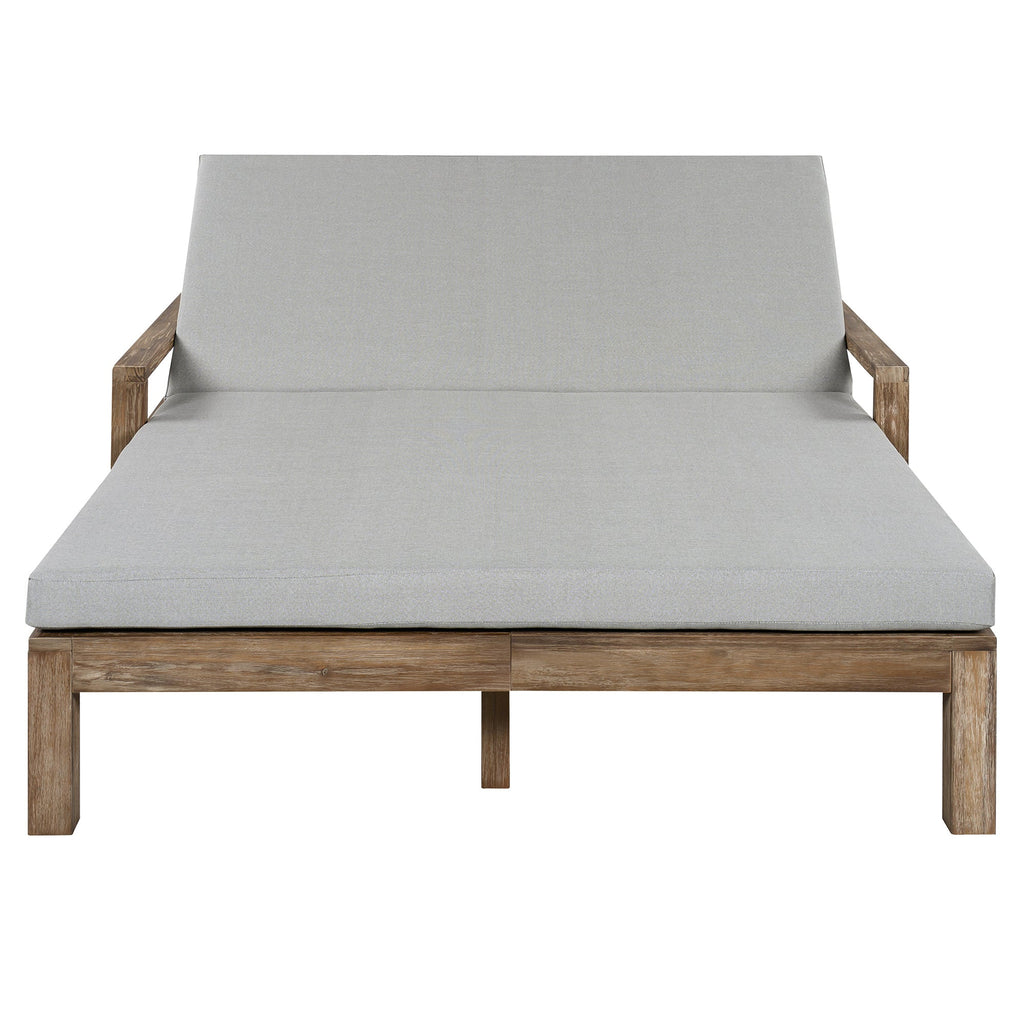 Outdoor Daybed Acacia Wood Farmhouse Gray with Wheels 2 Person