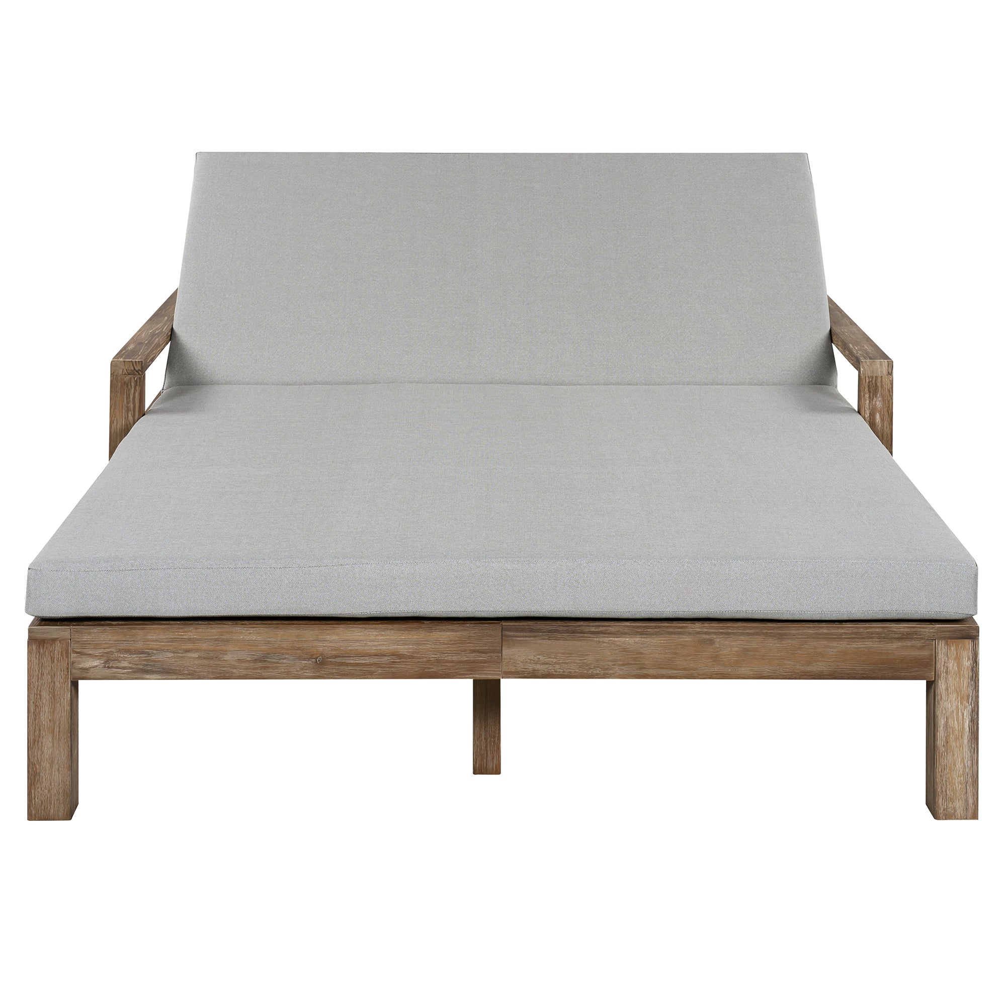 Outdoor Daybed Acacia Wood Farmhouse Gray with Wheels 2 Person