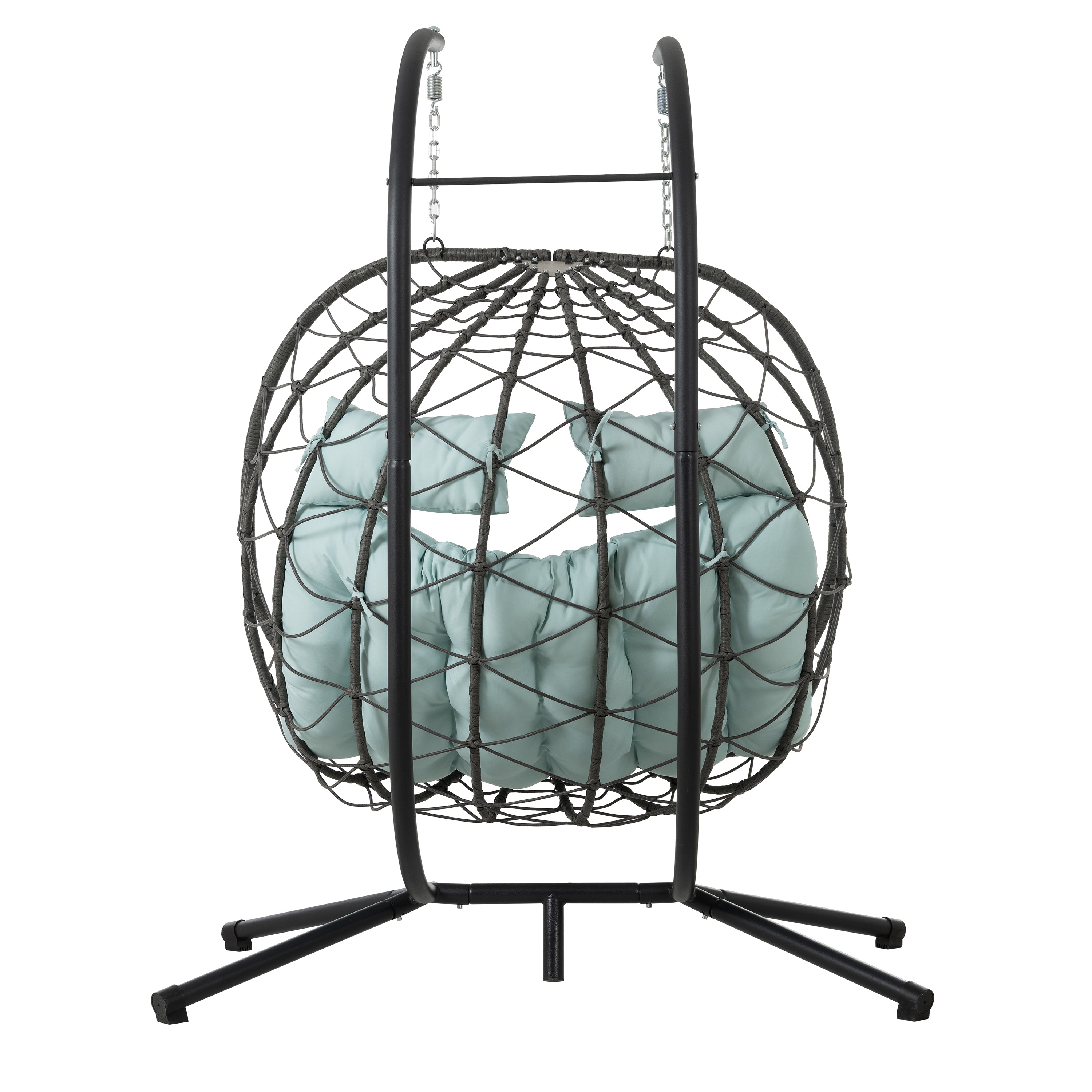 Outdoor Hanging Egg Chair Wicker PE Blue 2-Person 60x36