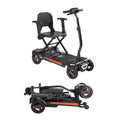 Mobility Scooter 4-Wheel Auto-Folding Remote Control 265 LB Black Orange