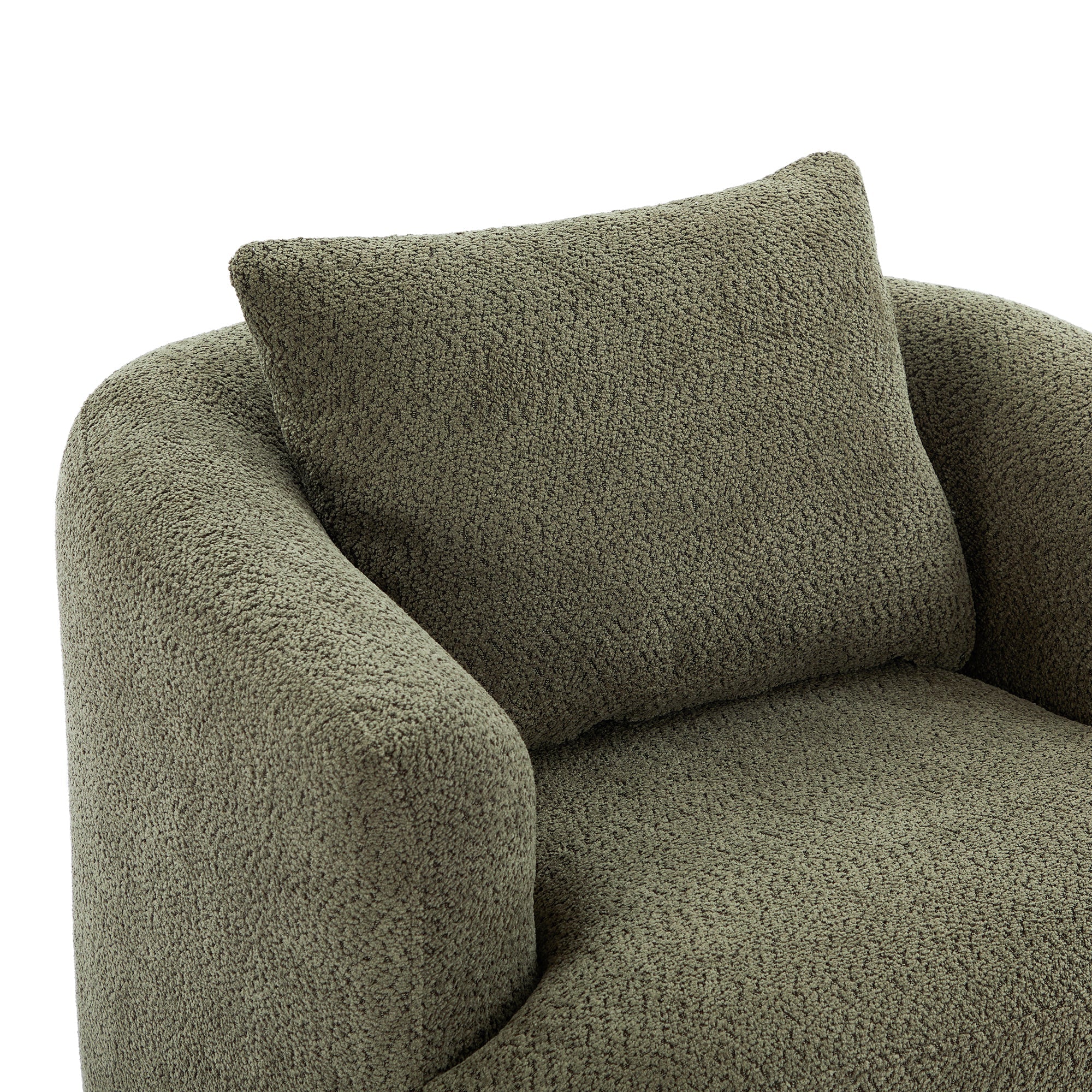 Accent Chair Swivel Barrel Chenille Green 360 Degree Pocket Spring 38 In