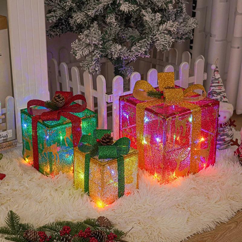 Lighted Christmas Gift Box - Luminous Outdoor Decoration with Bow
