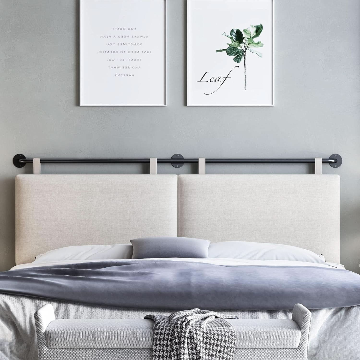 Adjustable Wall Mounted Queen Size Headboard with Tufting
