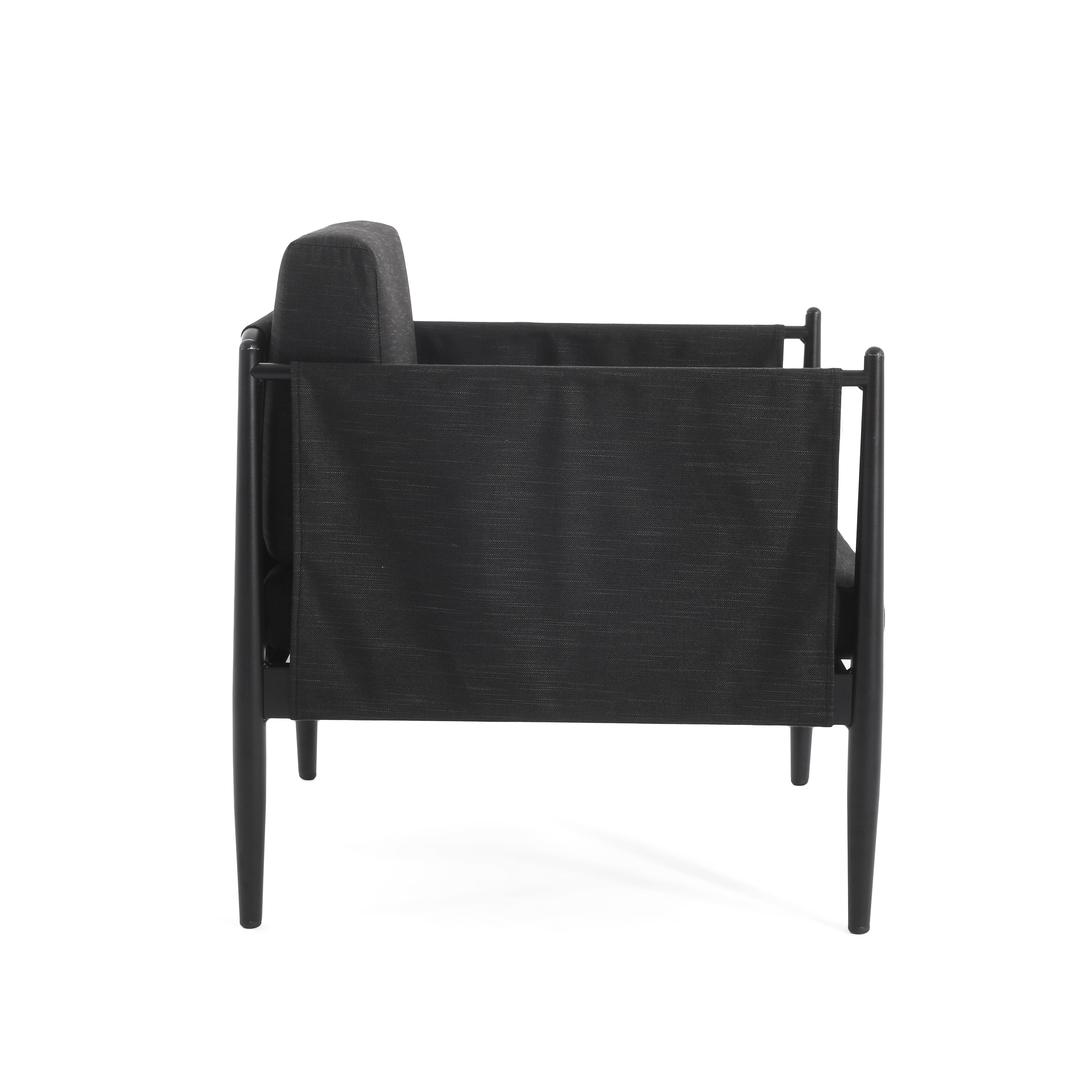 Dawson Outdoor Patio 2pcs Black Aluminum Club Chair Set with Water-Resistant