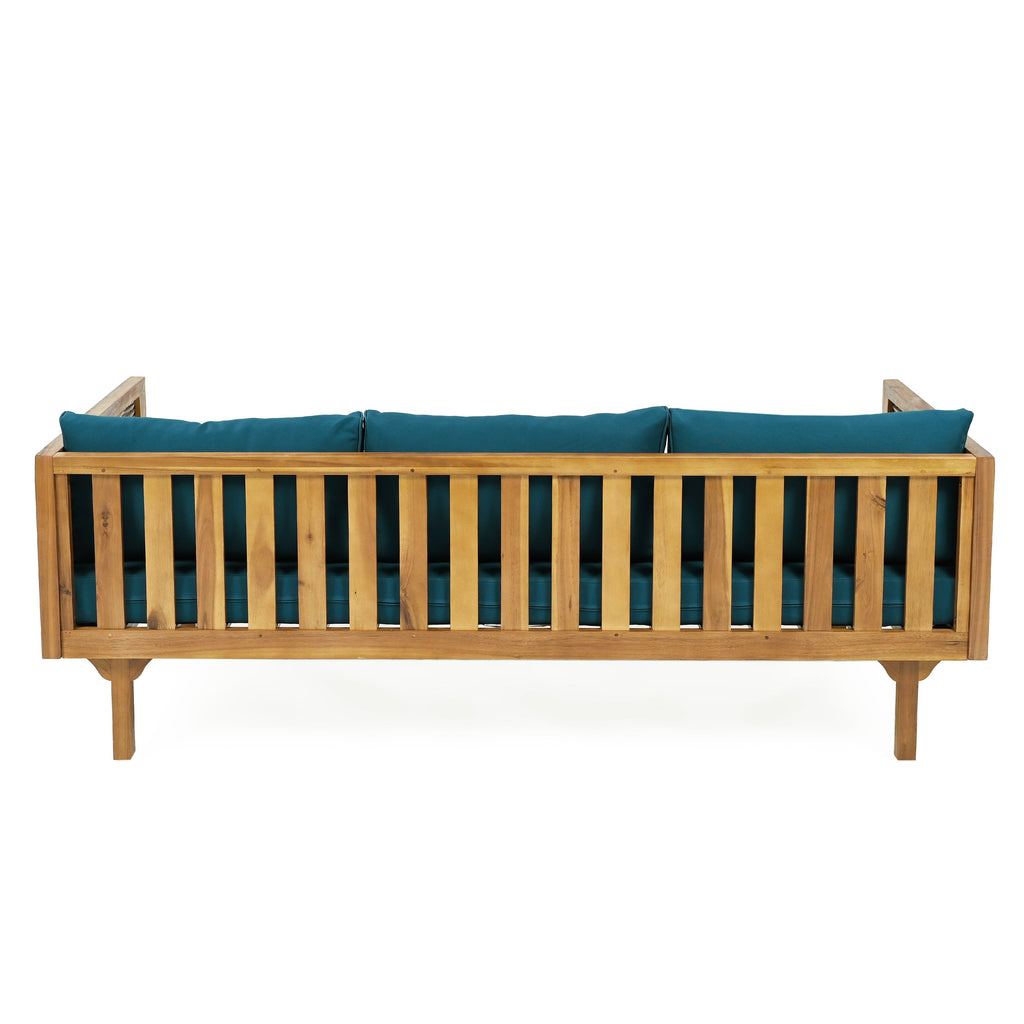 Outdoor Patio Set Acacia Wood Wicker Teak Dark Teal Daybed 2 Piece 600 LB