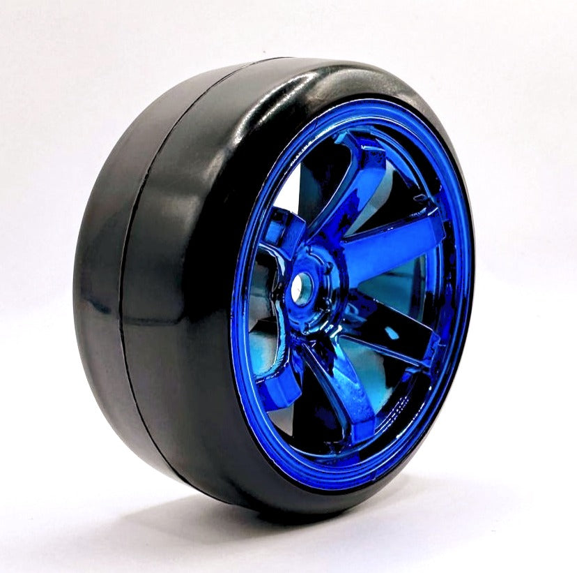 IRonManRc 1/10 DRIFT WHEELS W/ HARD TIRES * BLUE CANDYS * 4 PACK
