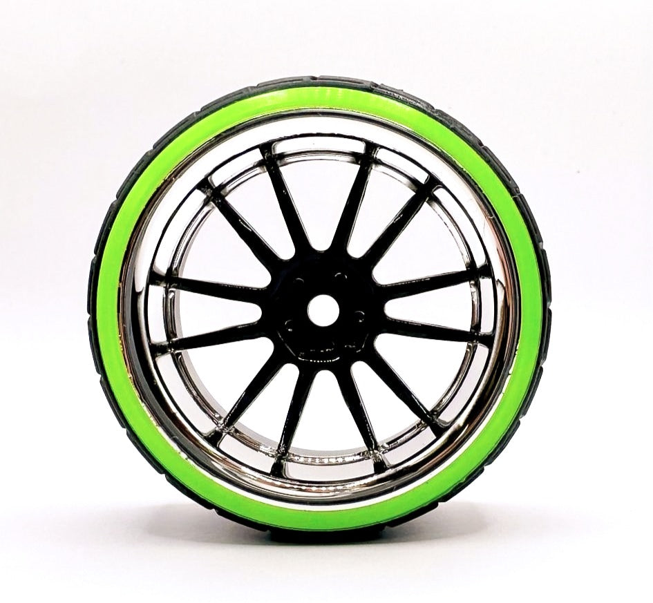 IRonManRc 1/10 DRIFT WHEELS W/ HARD TIRES * CSL STREETS *  4 PACK