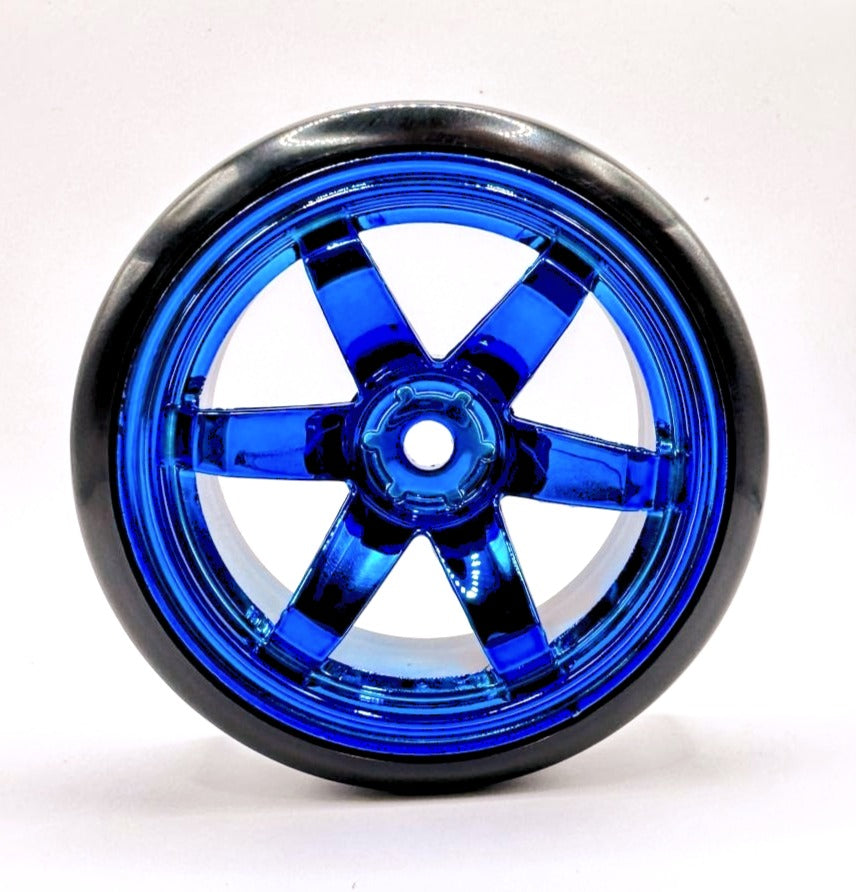 IRonManRc 1/10 DRIFT WHEELS W/ HARD TIRES * BLUE CANDYS * 4 PACK