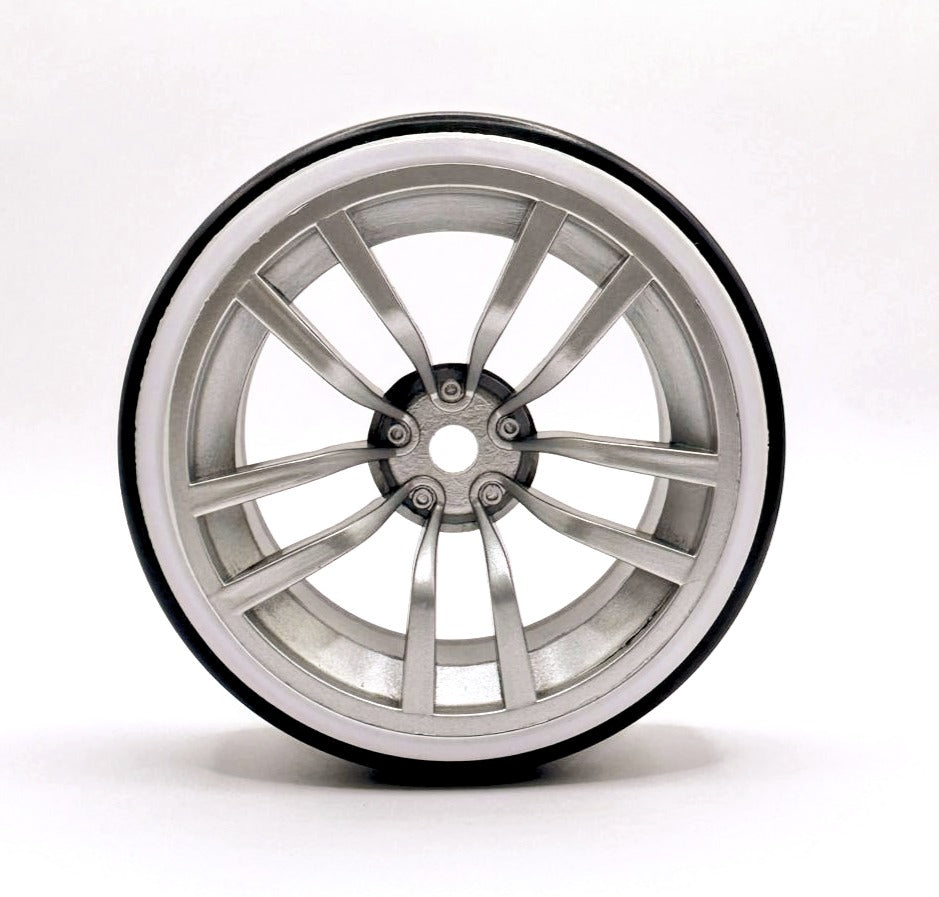 IRonManRc 1/10 DRIFT WHEELS W/ HARD TIRES * BBS WHITE LINES * 4 PACK