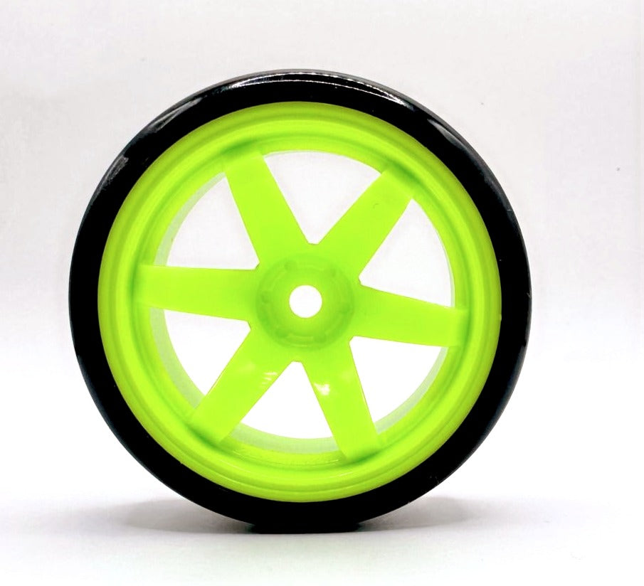 IRonManRc 1/10 DRIFT WHEELS W/ HARD TIRES * 6 SPOKE LIMES * 4 PACK