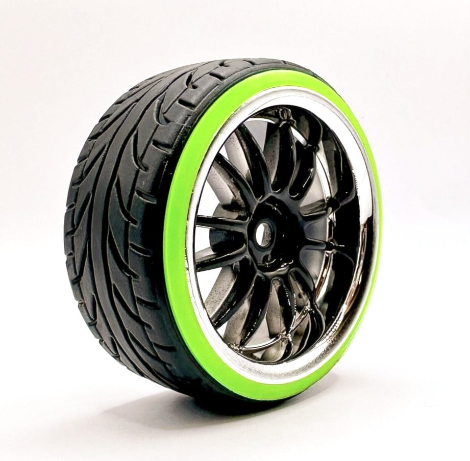 IRonManRc 1/10 DRIFT WHEELS W/ HARD TIRES * CSL STREETS *  4 PACK