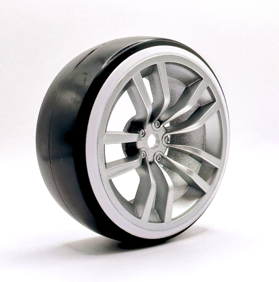 IRonManRc 1/10 DRIFT WHEELS W/ HARD TIRES * BBS WHITE LINES * 4 PACK