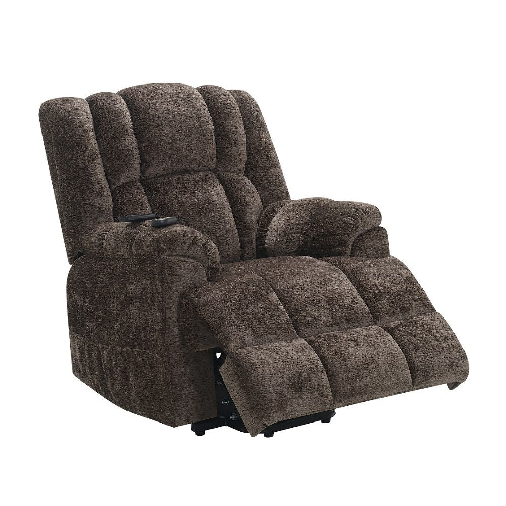 Pacay - Power Recliner With Lift & Heating & Massage - Brown Chenille