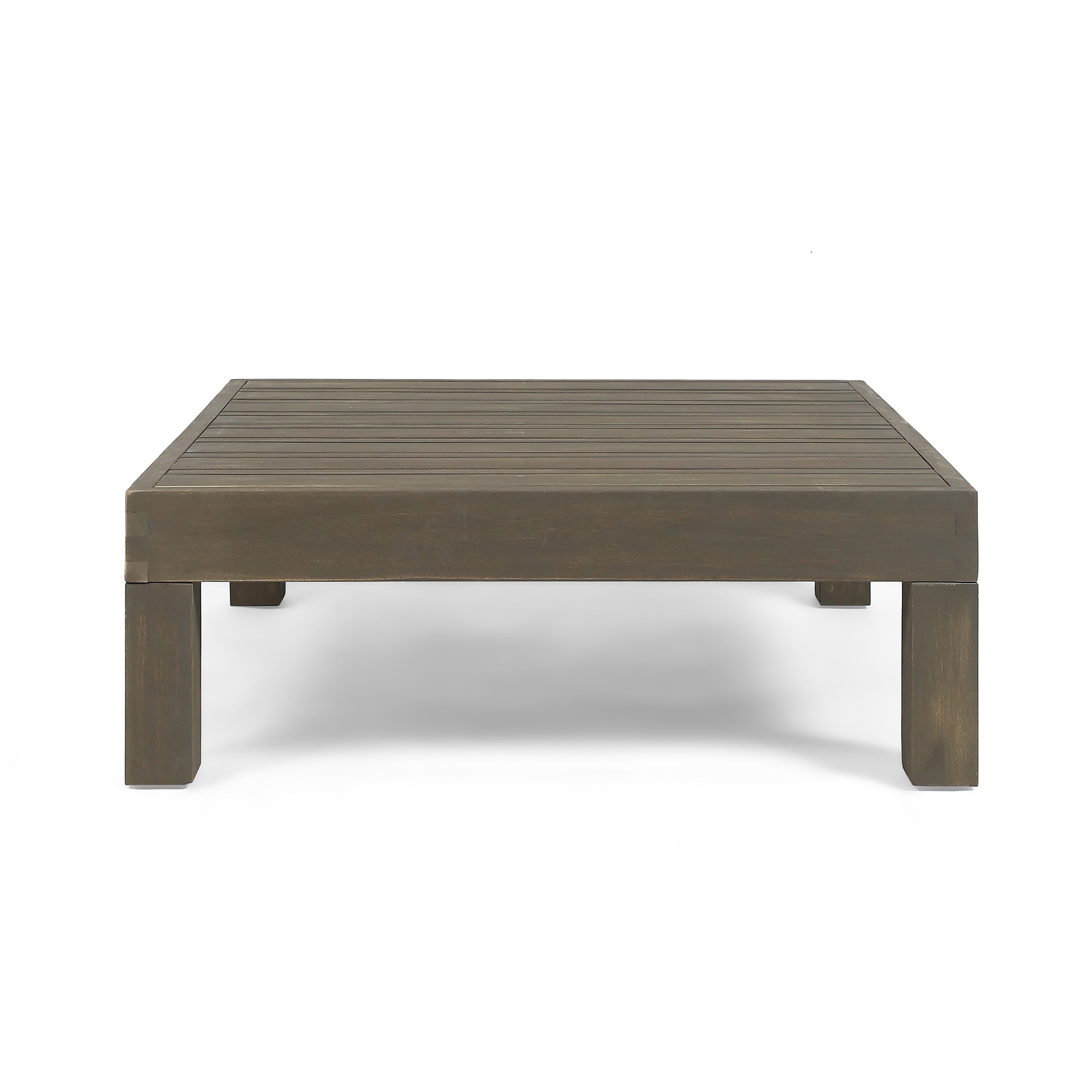 Outdoor Loveseat Set Acacia Wood White Cushion Right Corner Table
