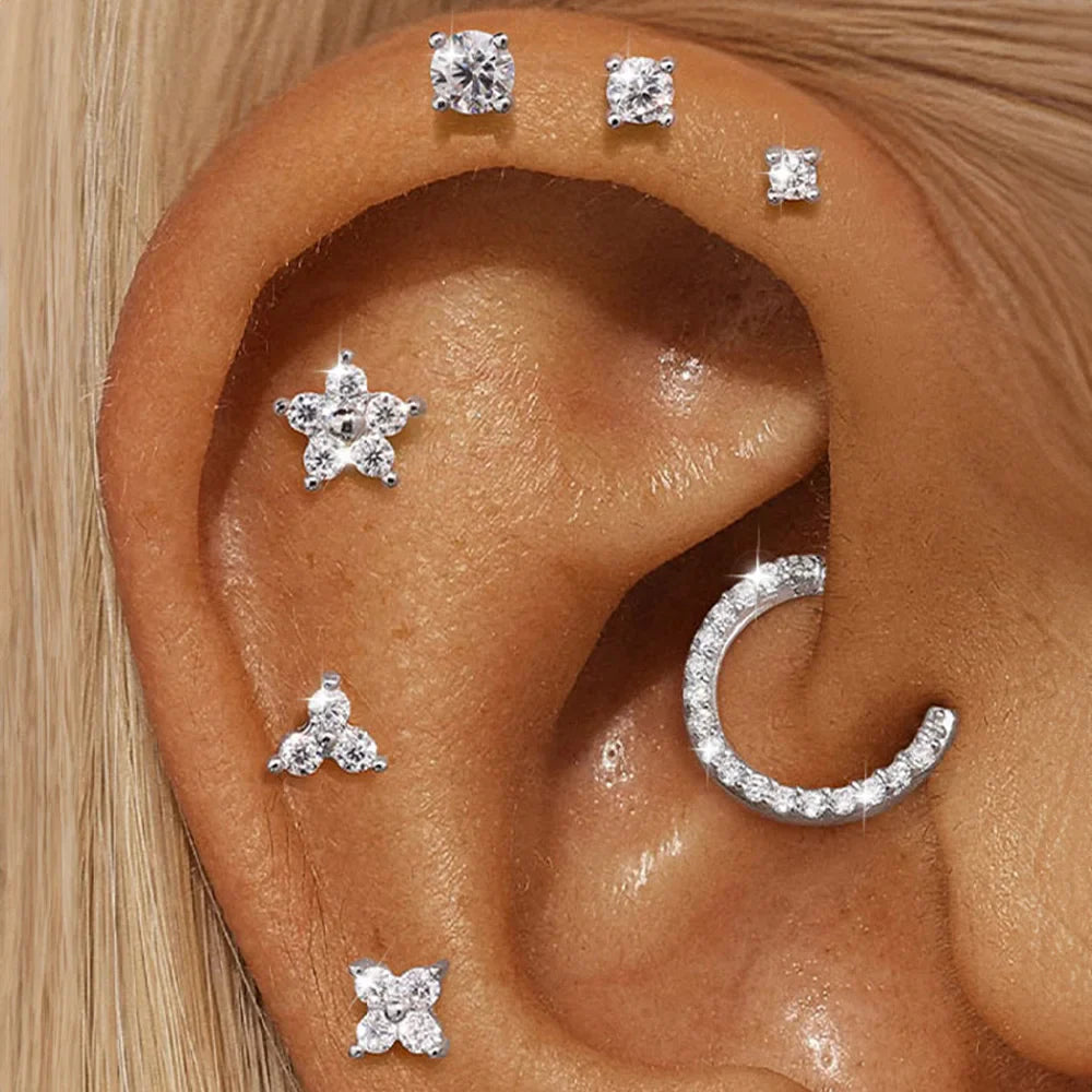 925 Sterling Silver Moissanite Stud Earrings Screw Back Four Claw Small Classic Fashion Jewelry