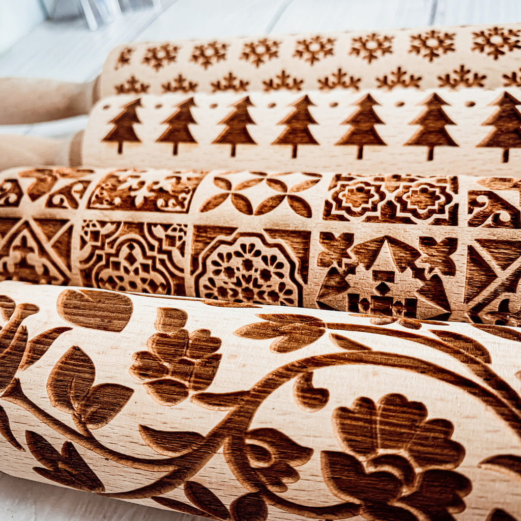 Easter Spring Rolling Pins for Kids and Bakers - Embossed Cookie Dough Pins
