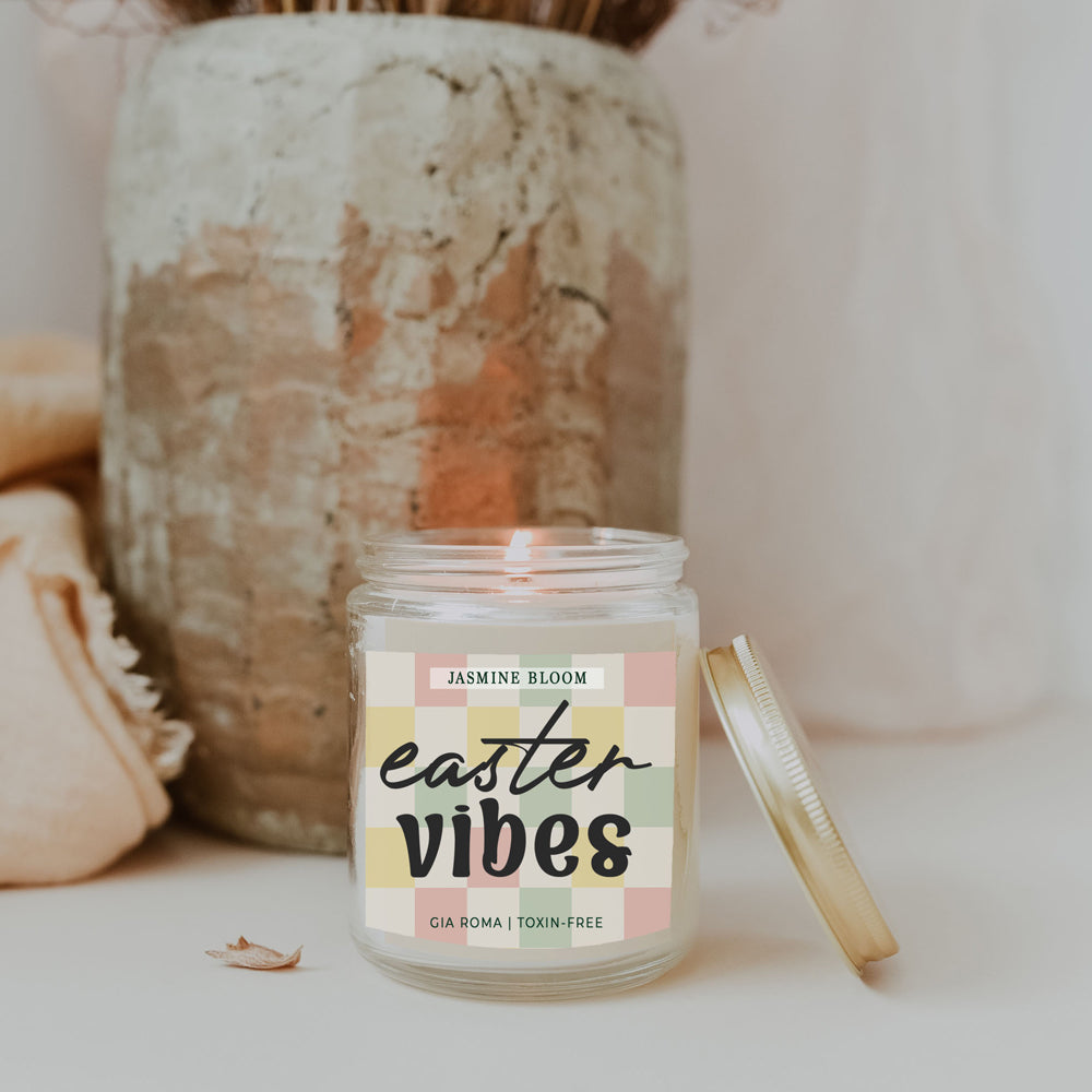 Jasmine Bloom Easter Floral Scented Candle, Jasmine Perfume Soy Candle