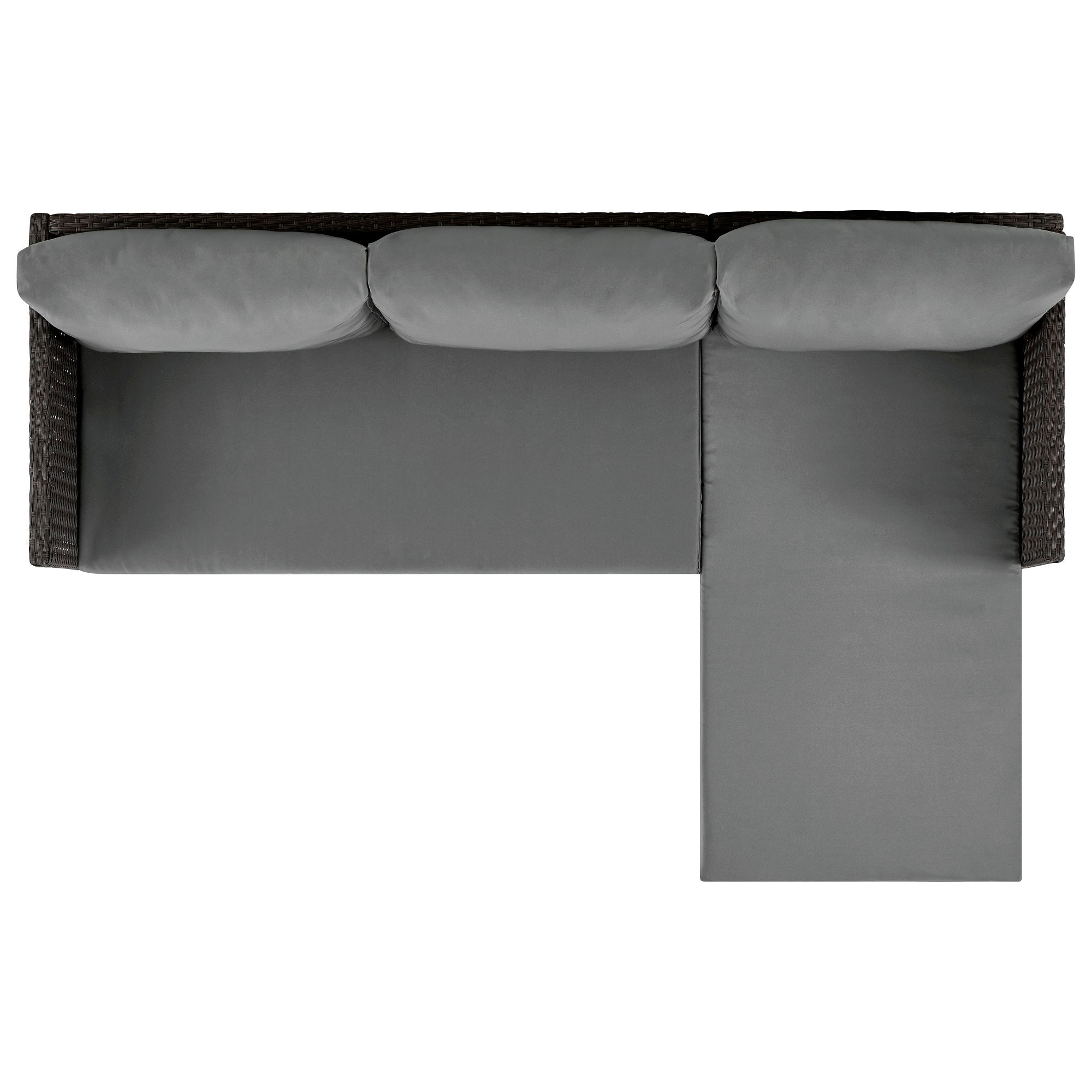 Outdoor Patio Set PVC Rattan Steel Brown Gray 3 Piece with Chaise