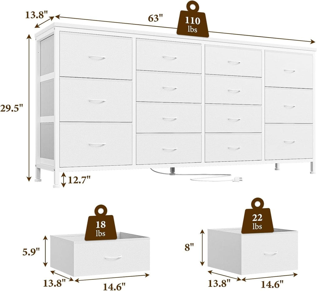 Ultramodern White 63 Inch TV Stand With Integrated Storage