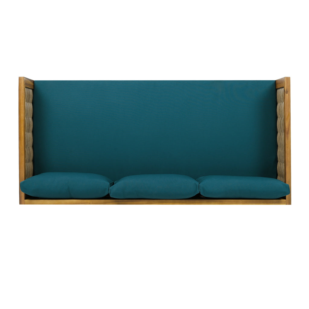 Outdoor Patio Set Acacia Wood Wicker Teak Dark Teal Daybed 2 Piece 600 LB