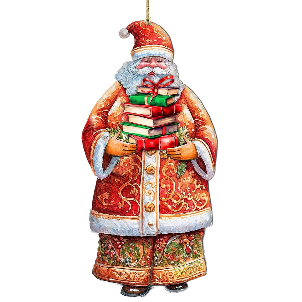 Santa's Book Collection Wooden Ornaments by G. Debrekht - Christmas Santa Snowman Decor - 8691405