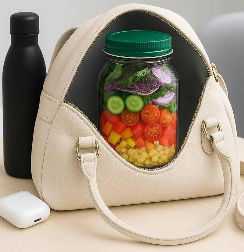 Portable Salad Storage Jar Container with Leakproof Dressing Compartment,Environmentally Friendly Plastic Materials,Microwave/ Dishwasher/Freezer Safe,Suitable for Home, Outdoor, Travel and Party, Work,Fitnessportable,Keeps Food Fresh Ransparent Bowl